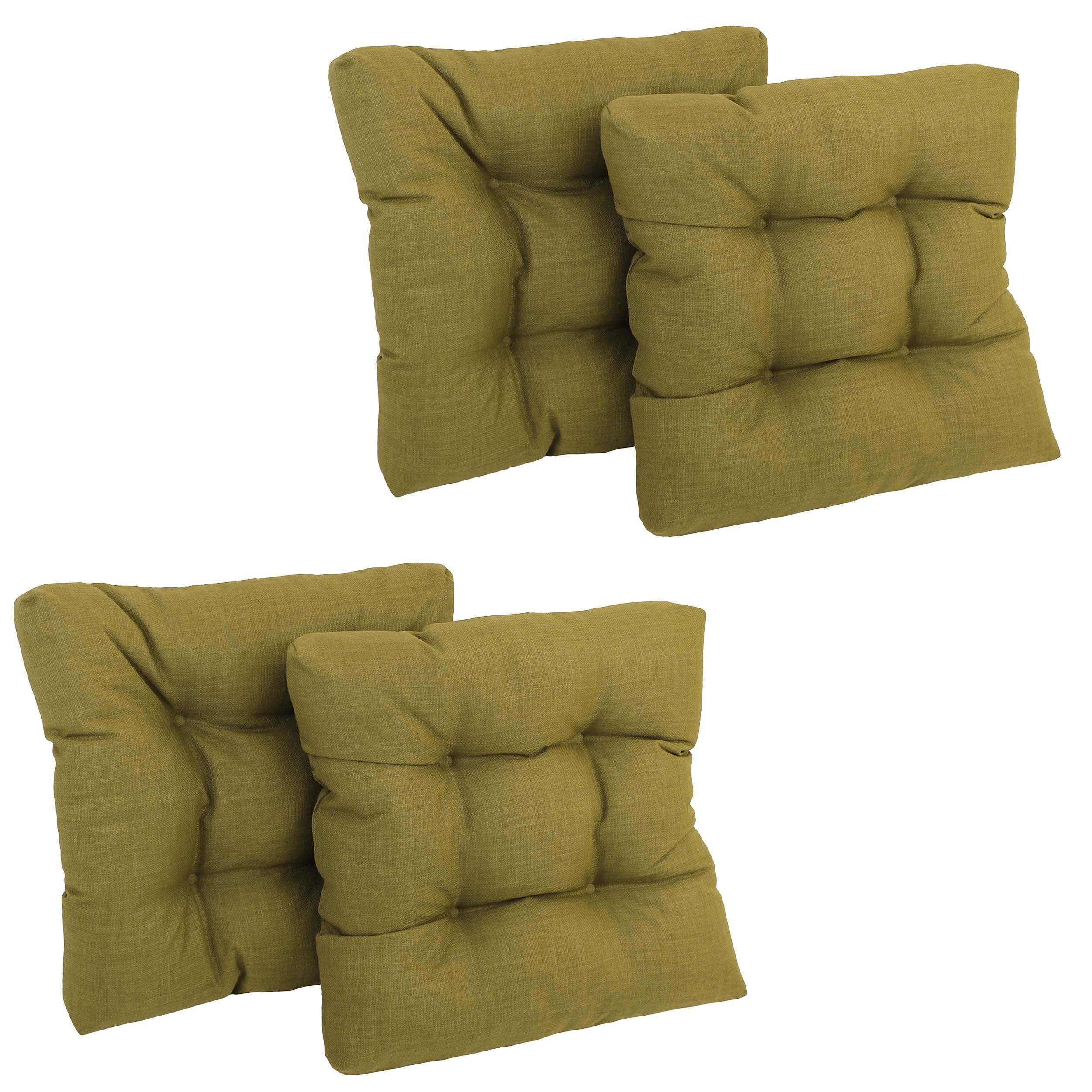 19-inch Squared Spun Polyester Tufted Dining Chair Cushion (Set of Four) - Avocado