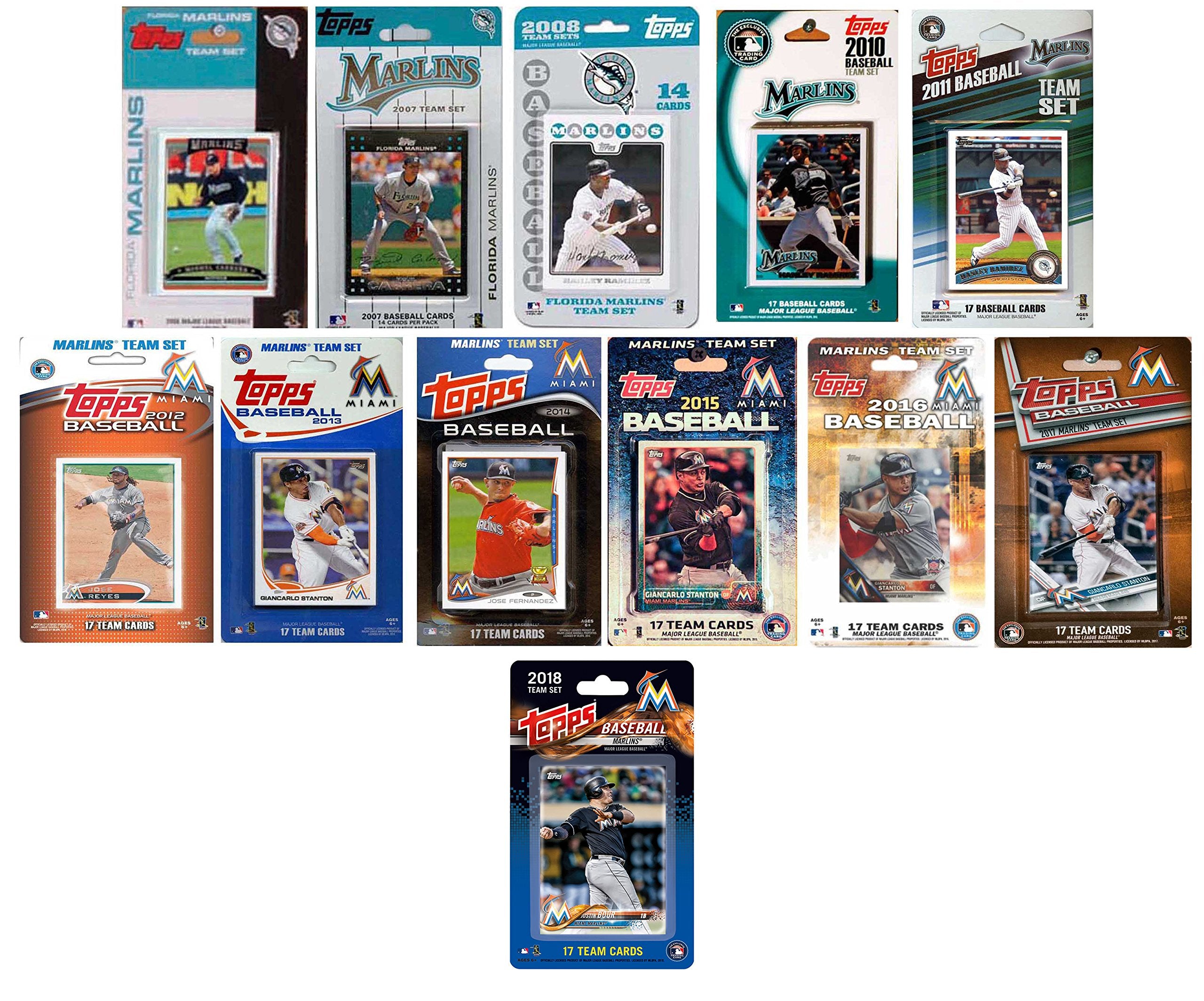 MLB Miami Marlins 12 Different Licensed Trading Card Team Sets