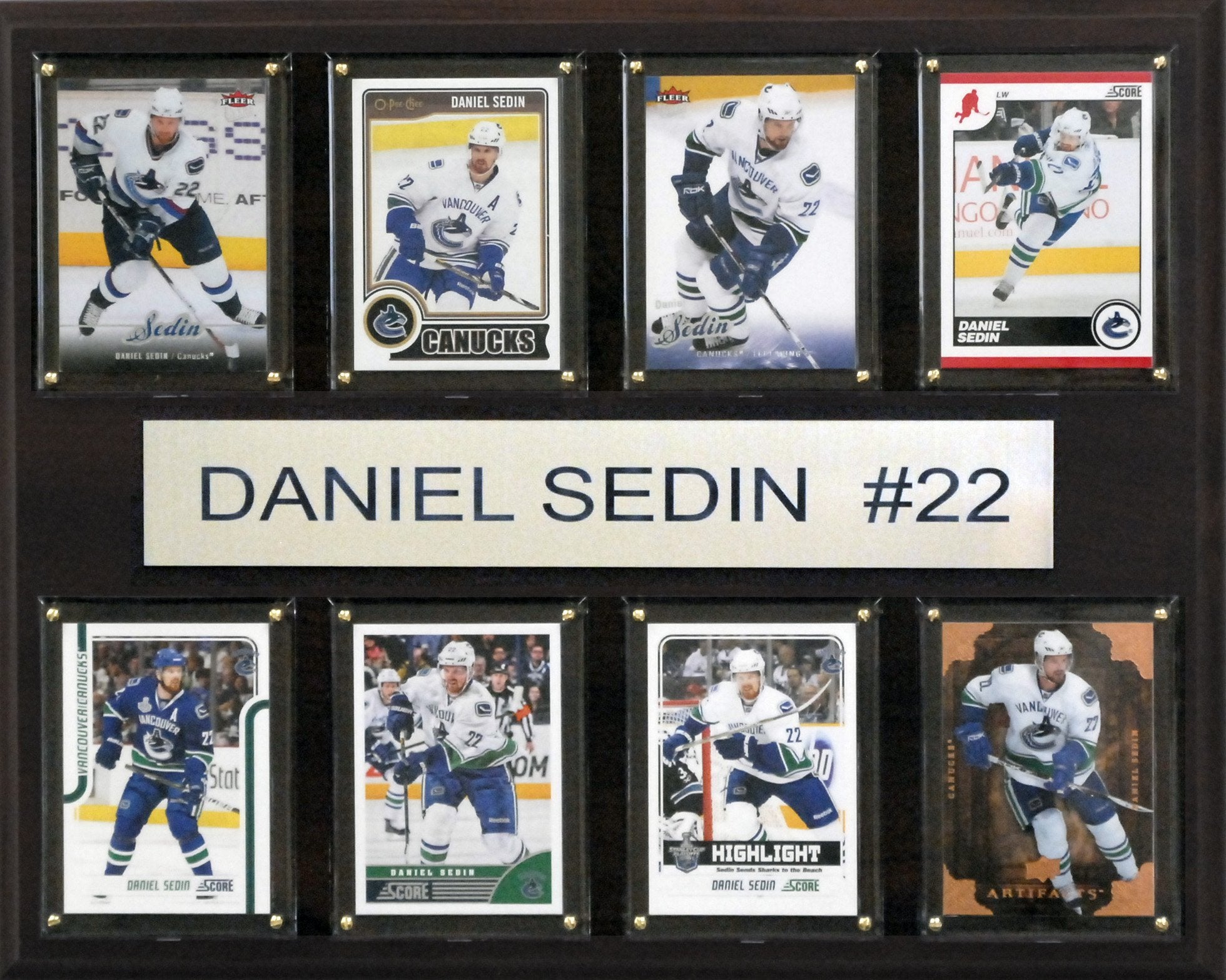 NHL 12x15″ Daniel Sedin Vancouver Canucks 8-Card Plaque