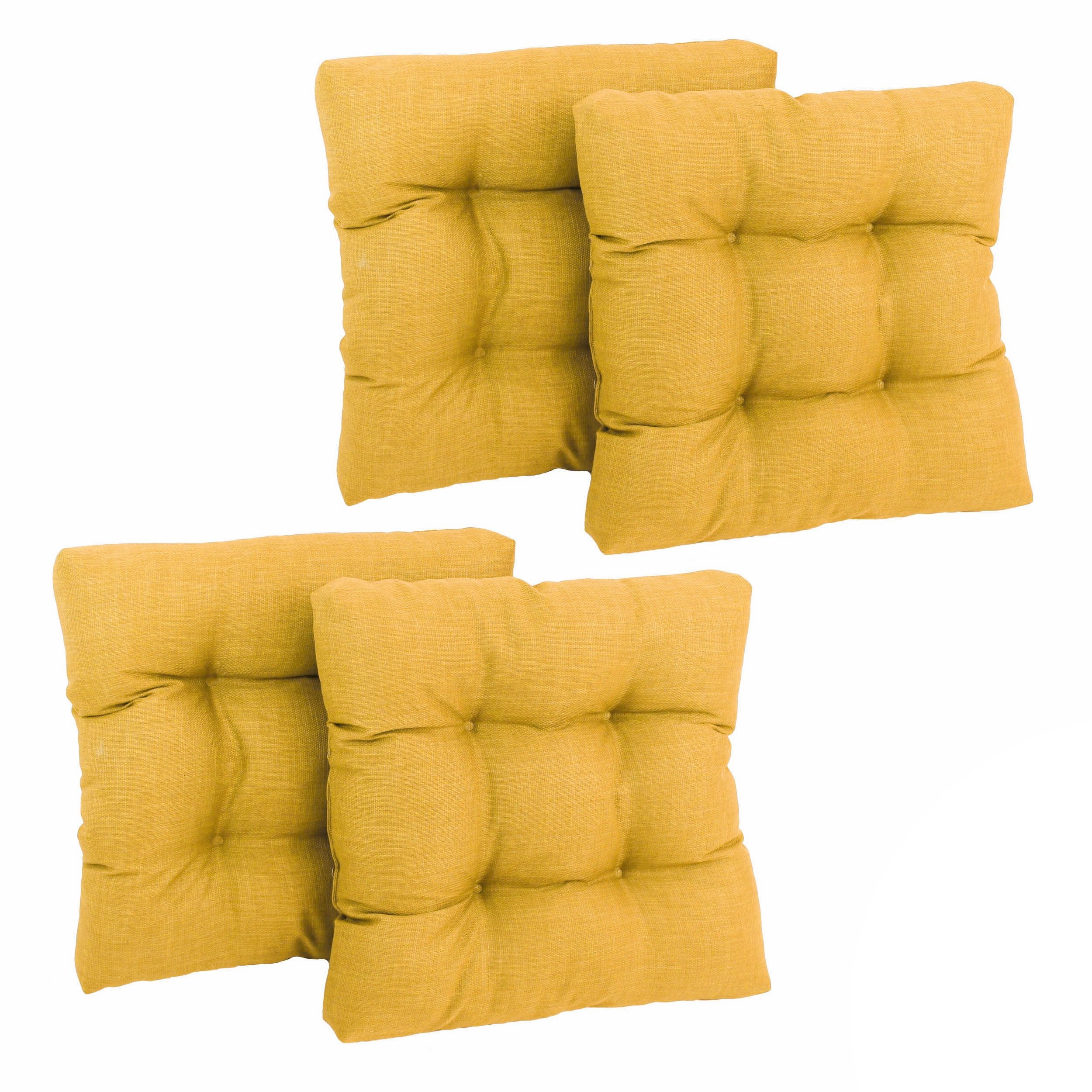 19-inch Squared Spun Polyester Tufted Dining Chair Cushion (Set of Four) - Lemon
