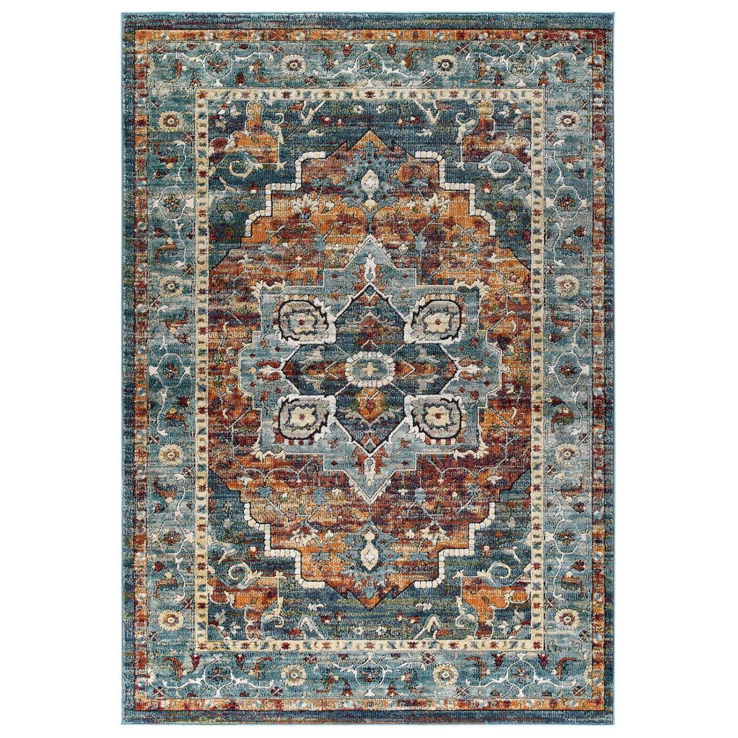 Tribute Diantha Distressed Vintage Floral Persian Medallion 5x8 Area Rug - Multicolored