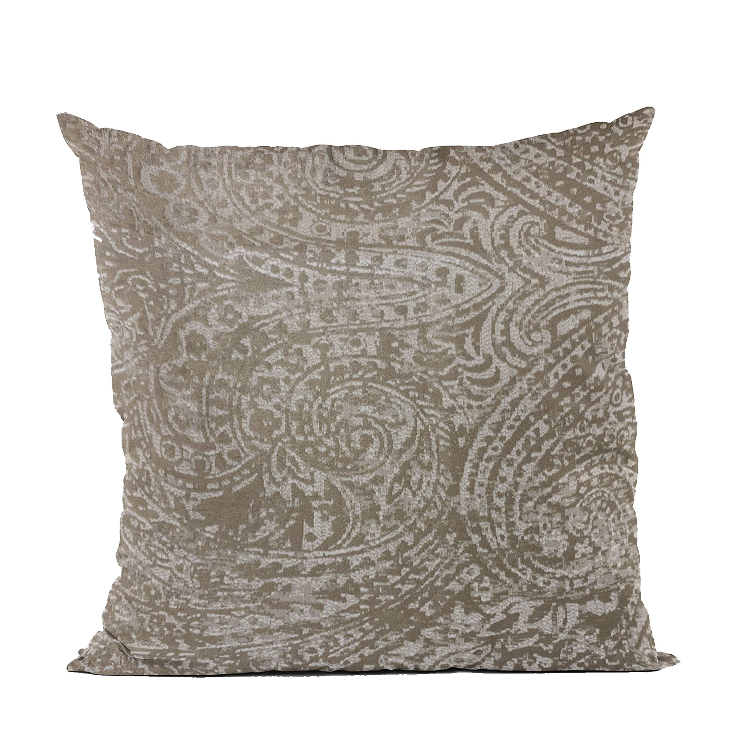 Plutus Brands Brown Plutus Natural Leaf Jacquard Luxury Throw Pillow 26 in x 26in, Double Sided 26 x 26”