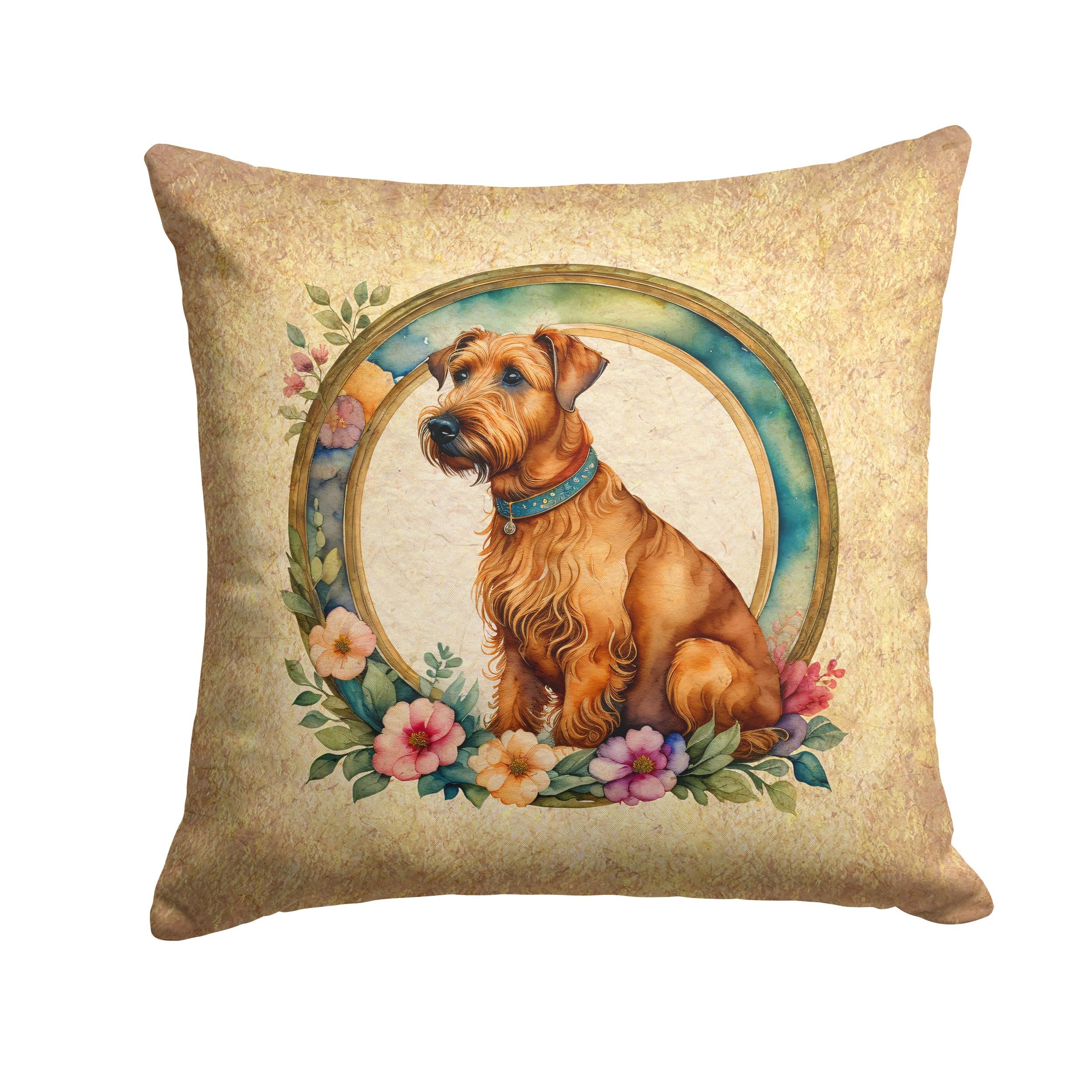 Irish Terrier And Flowers Throw Pillow