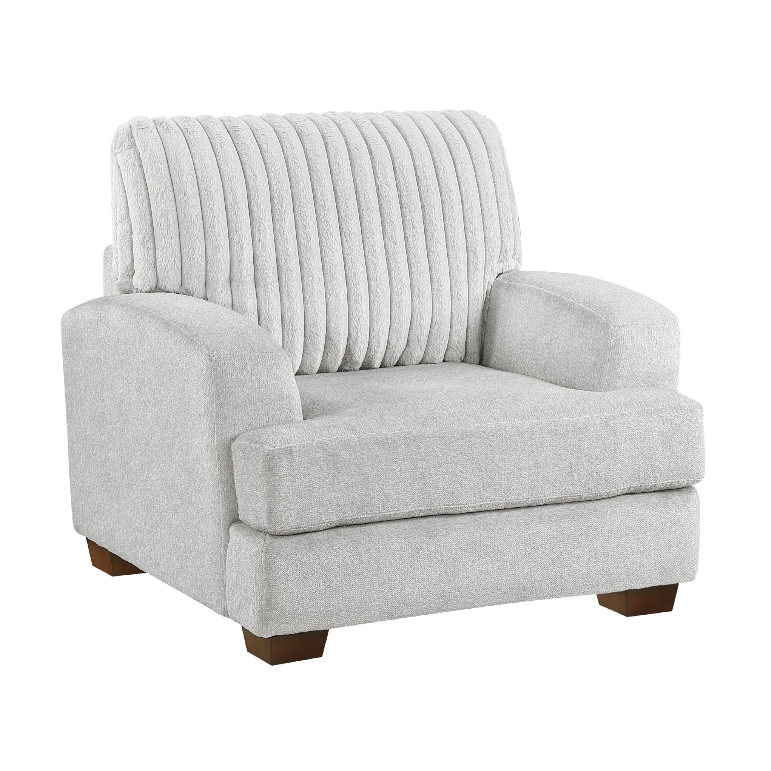 Witz Accent Armchair, Ribbed Texture Light Gray Corduroy Back