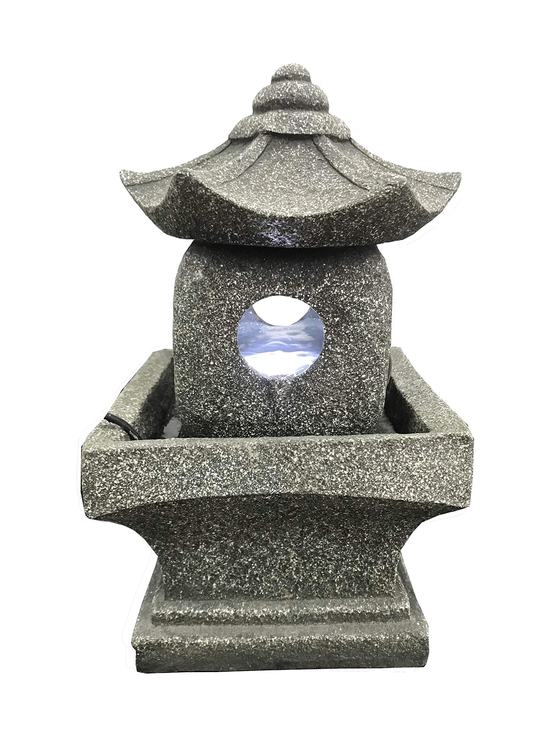Hi-Line Gift Ltd 79555-E 11 Pogoda Fountain with Warm White LED