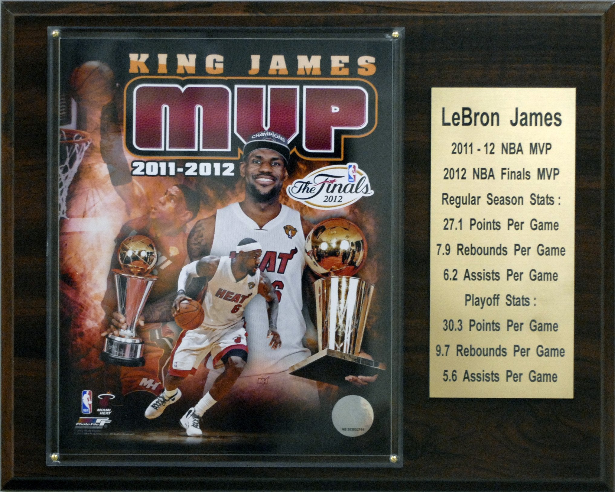 NBA 12x15″ LeBron James Miami Heat 2011-12 MVP Plaque