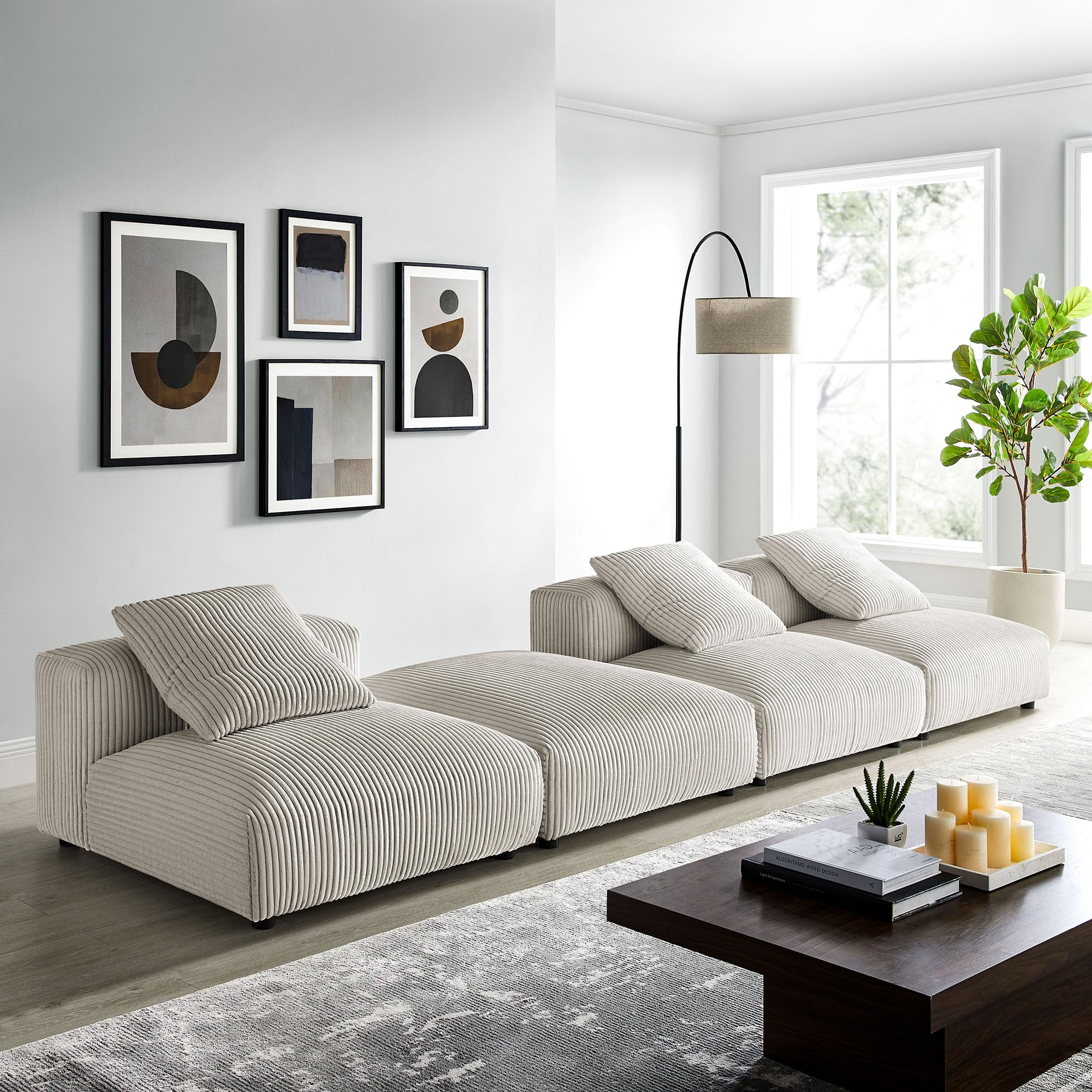 Solace 4-Piece Modular Corduroy Upholstered Sectional Sofa by Modway