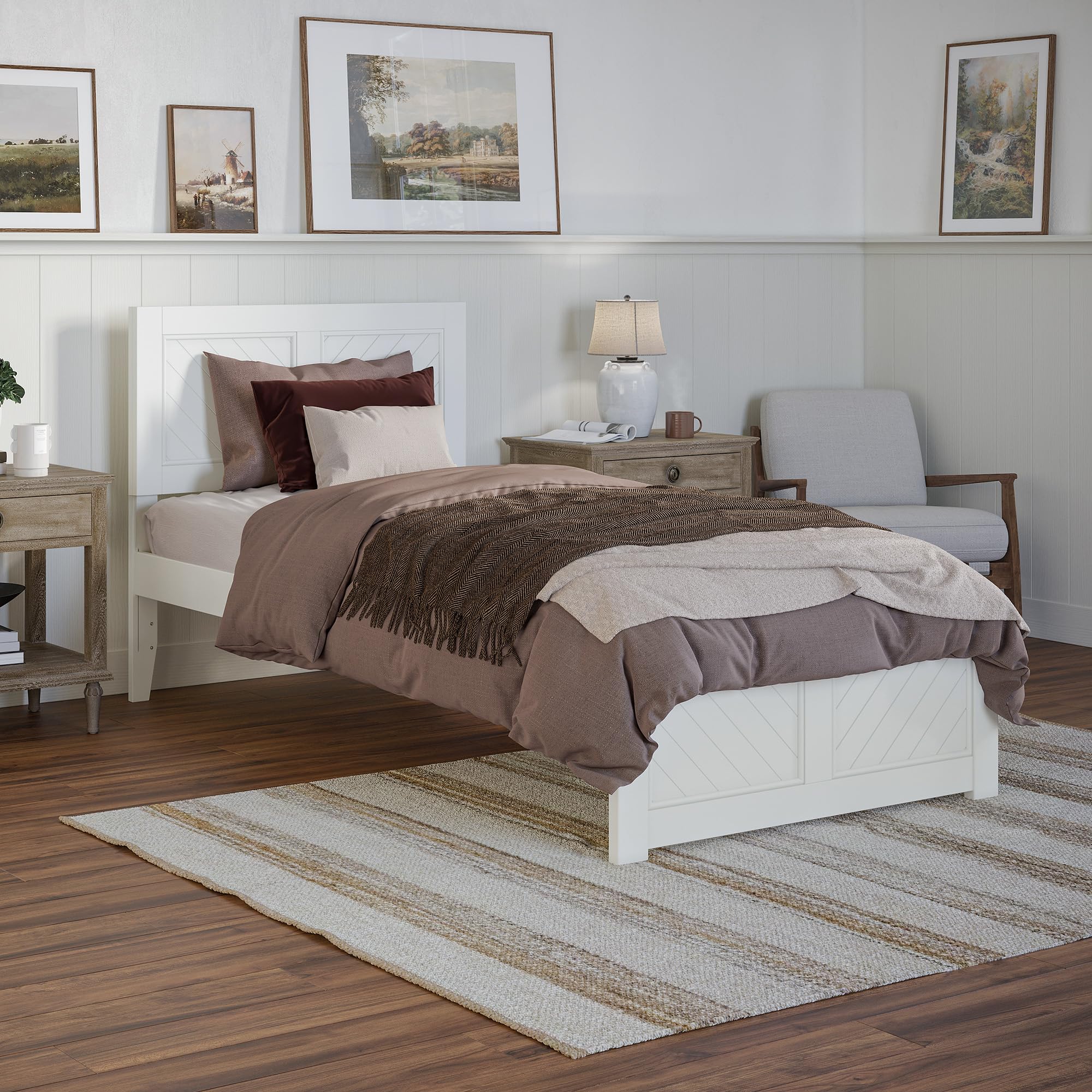 Canyon Twin XL Platform Bed with Matching Footboard in White
