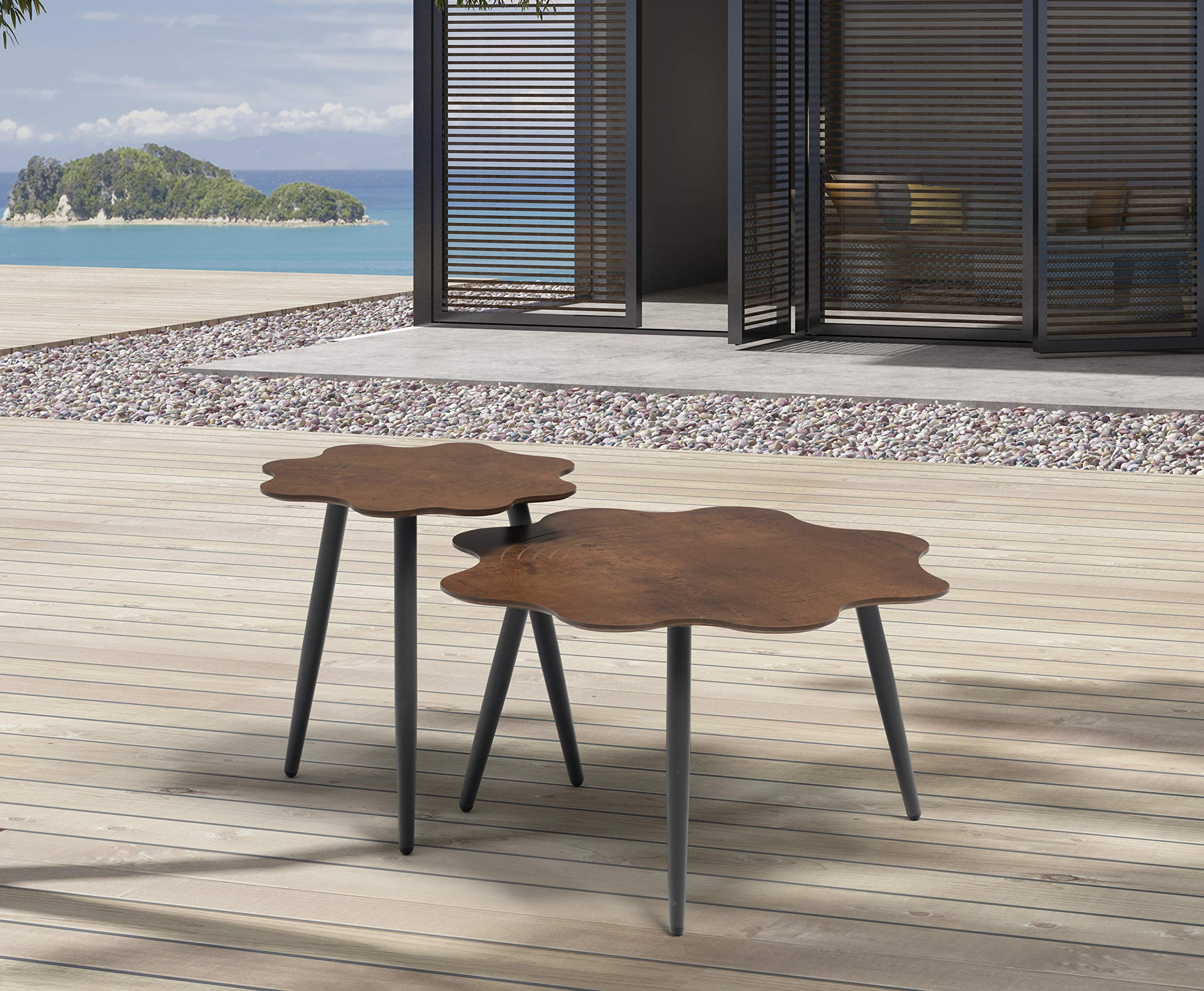 Flora Small Side Table, 12mm Flower Shape Top made of Europe HPL, Black Powder-Coating Aluminum Base