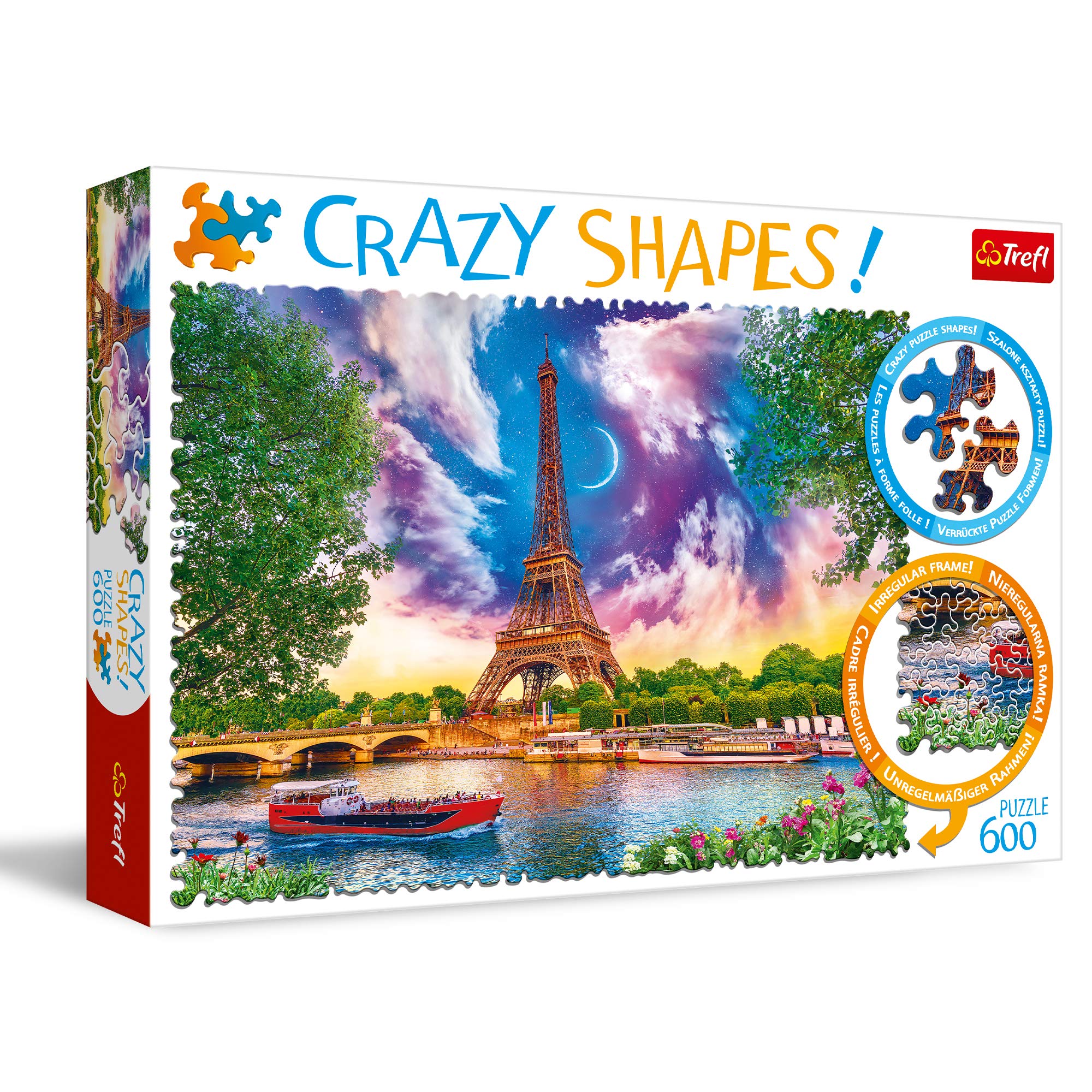 Trefl 600 Piece Crazy Shape Jigsaw Puzzle Sky Over Paris, France, Various
