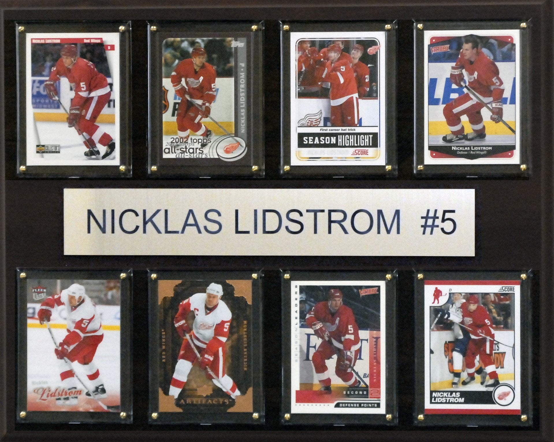 NHL 12x15″ Nicklas Lidstrom Detroit Red Wings 8-Card Plaque