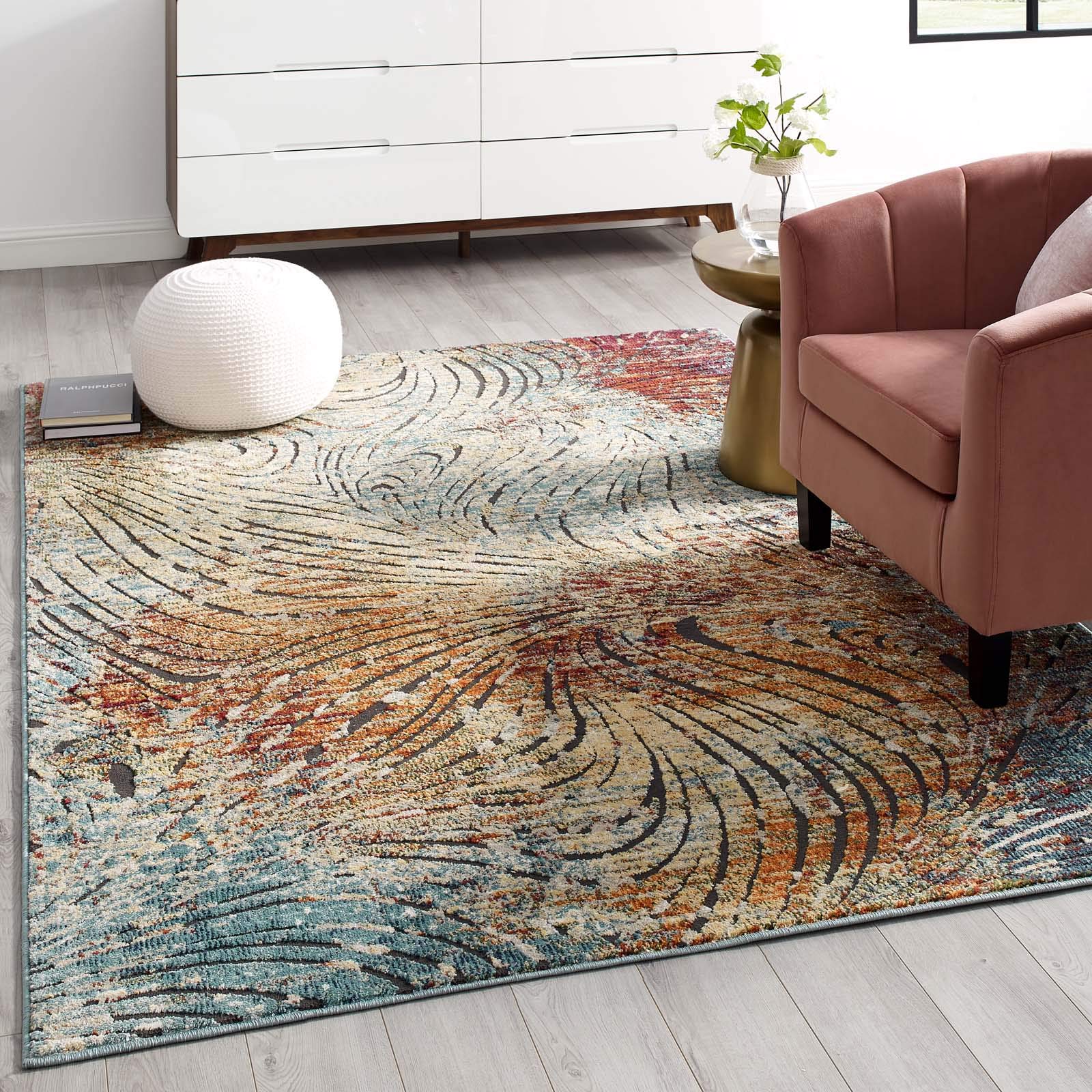 Tribute Ember Contemporary Modern Vintage Mosaic 5x8 Area Rug - Multicolored