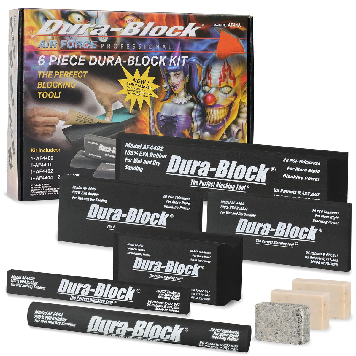 Dura-Block Set 6Pc - Flexible Eva Foam Wet Or Dry Autobody Sanding Blocks Kit For Automotive Bodywork