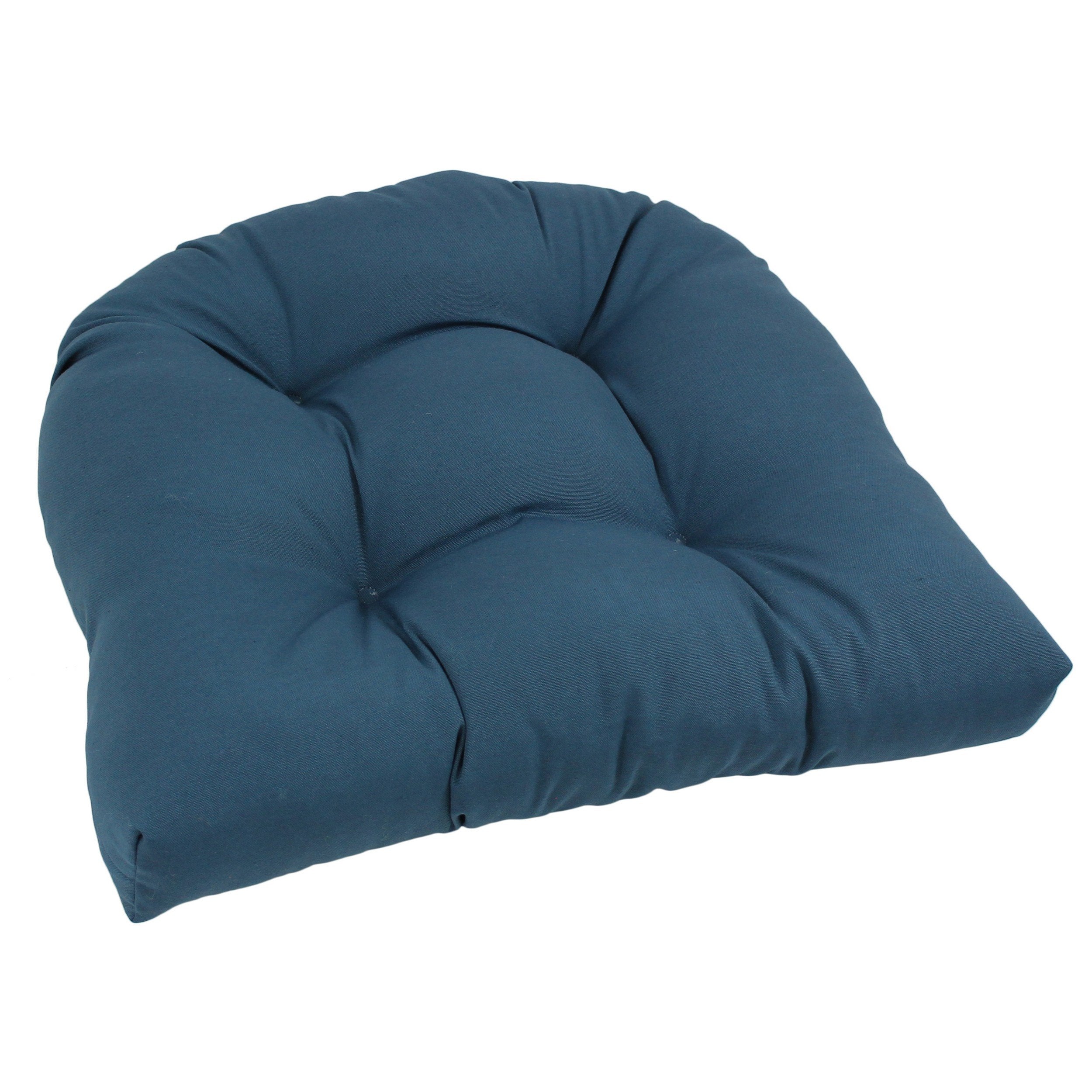 19-inch U-Shaped Twill Tufted Dining Chair Cushion - Indigo