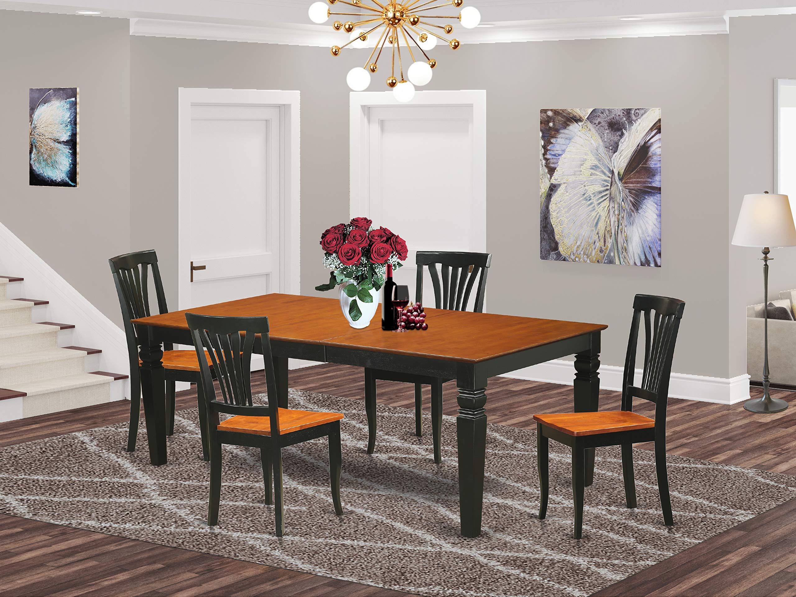 5  Pc  Table  and  chair  set  with  a  Table  and  4  Dining  Chairs  in  Black  and  Cherry