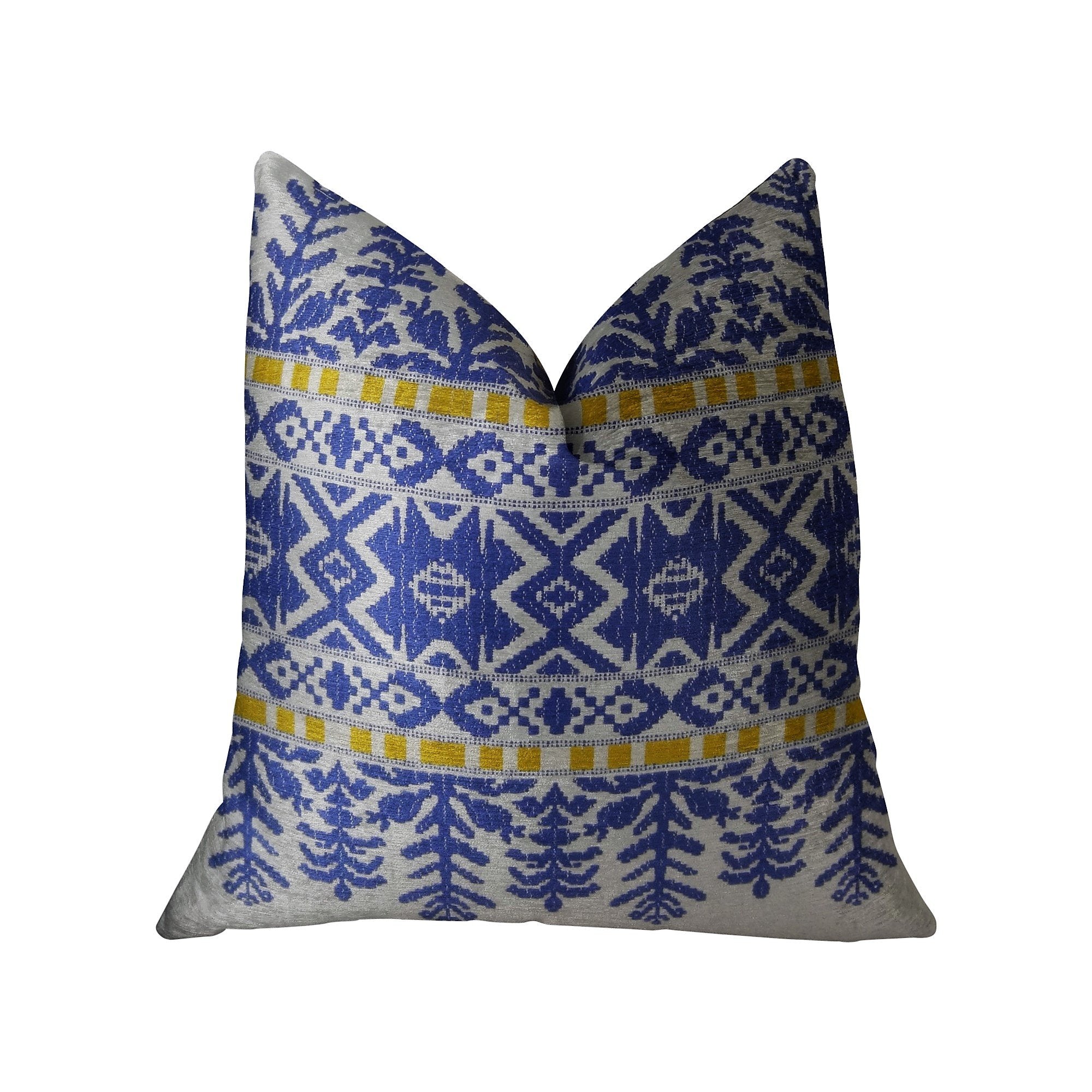 Plutus Brands Plutus Aztec City Handmade Throw Pillow, 20 X 36 King, Blue/White