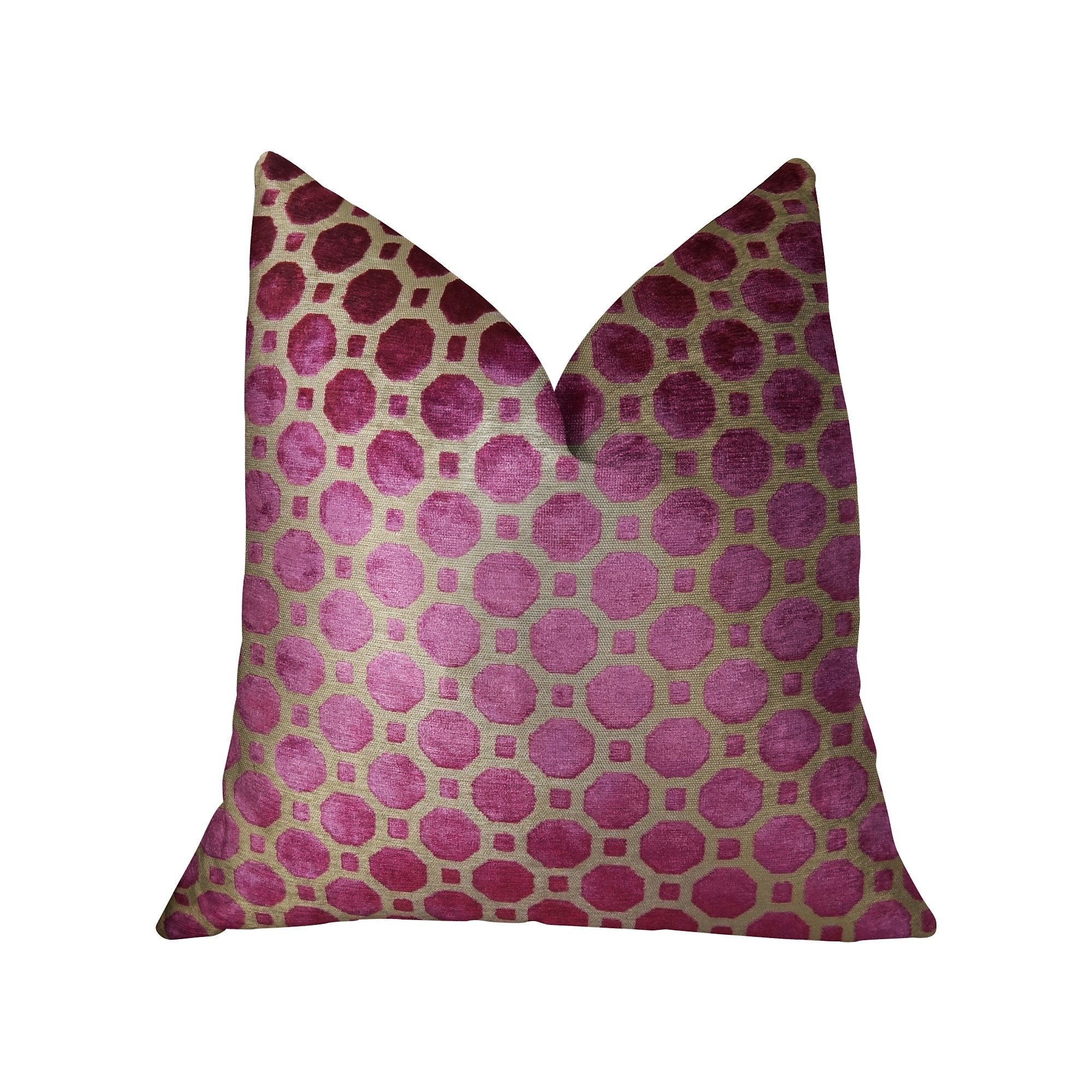 Plutus Brands Plutus Velvet Geo Handmade Throw Pillow, 12 X 25, Magenta/Taupe