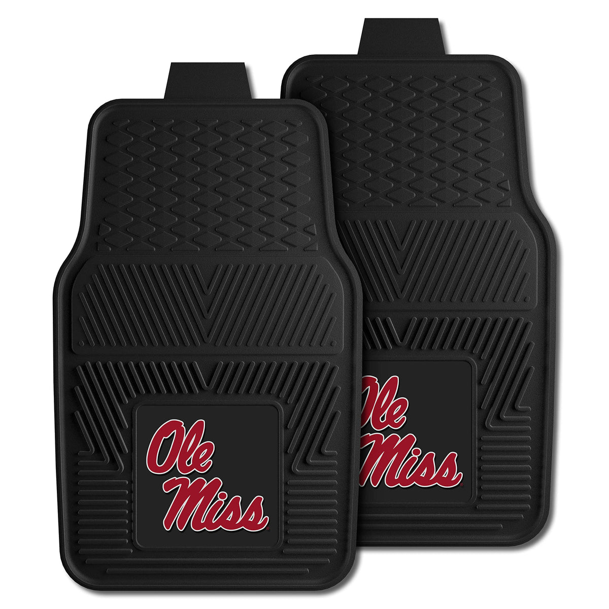 Fanmats 11778 Ole Miss Rebels 2-Piece Heavy Duty Vinyl Car Mat Set, Front Row Floor Mats, All Weather Protection, Universal Fit,