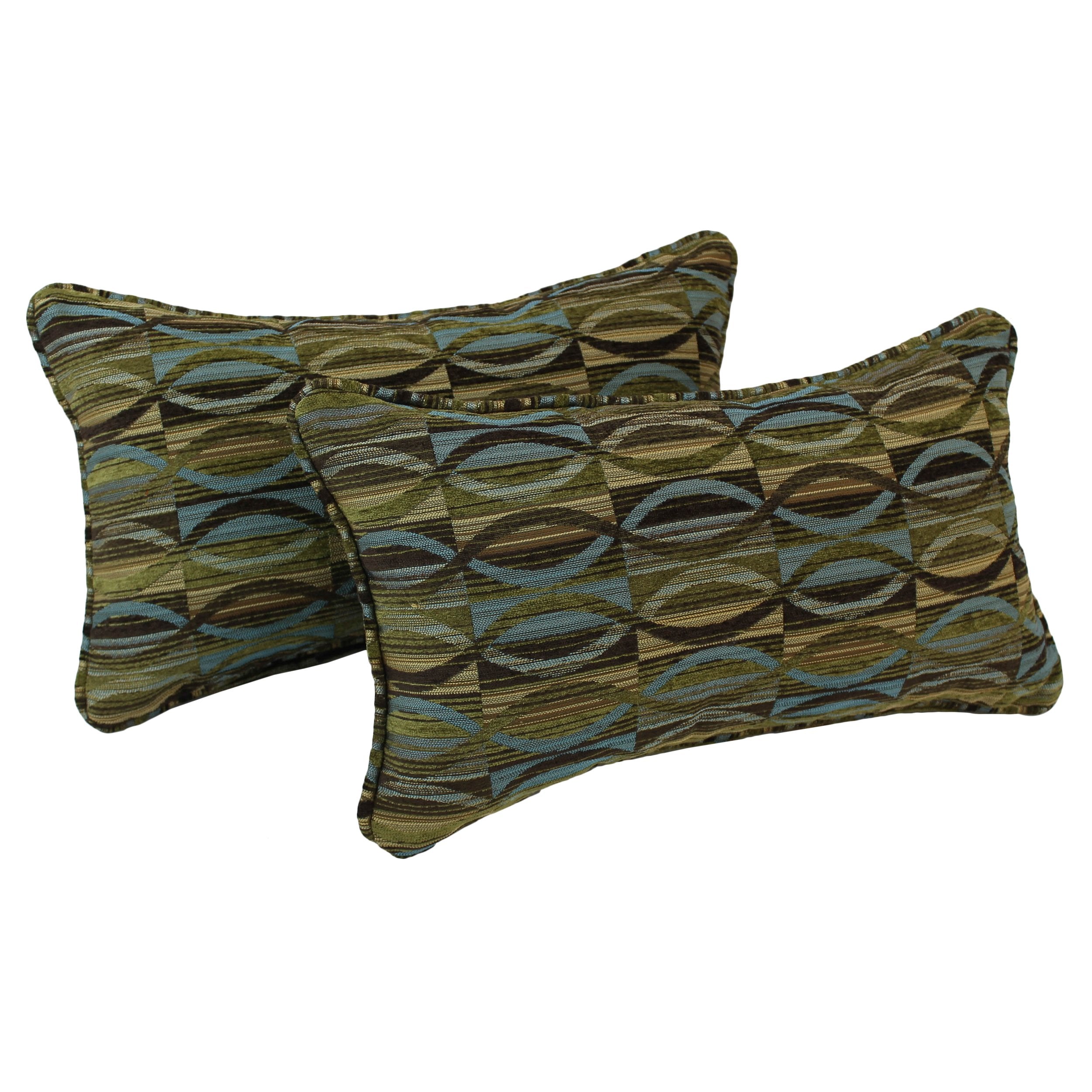 20-inch by 12-inch Double-corded Patterned Jacquard Chenille Back Support PIllows with Inserts (Set of 2) - Earthen Waves