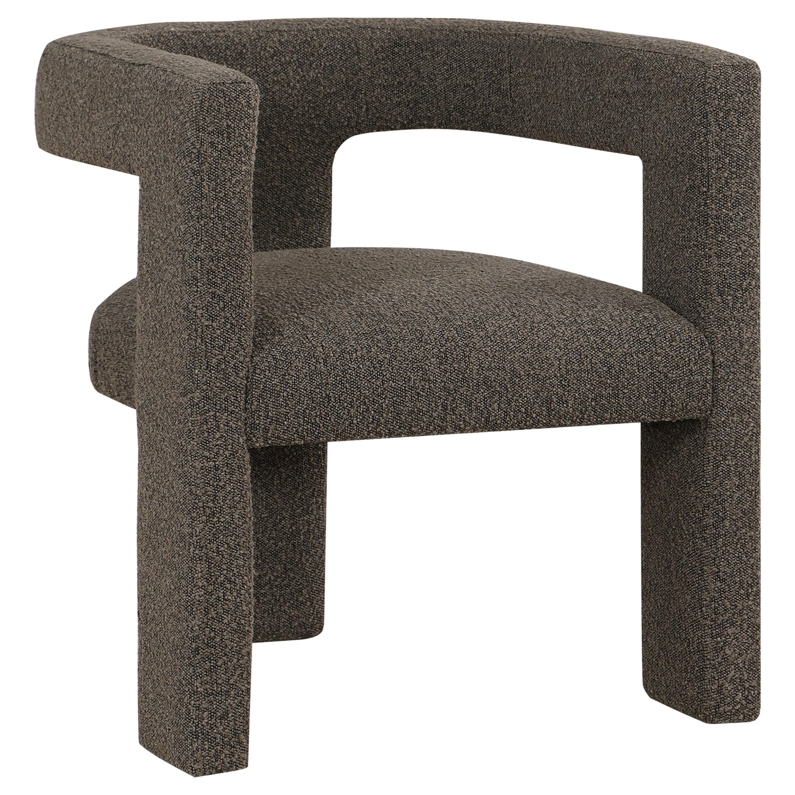 Hellen Accent Side Chair, Fully Upholstered Chocolate Brown Boucle Fabric