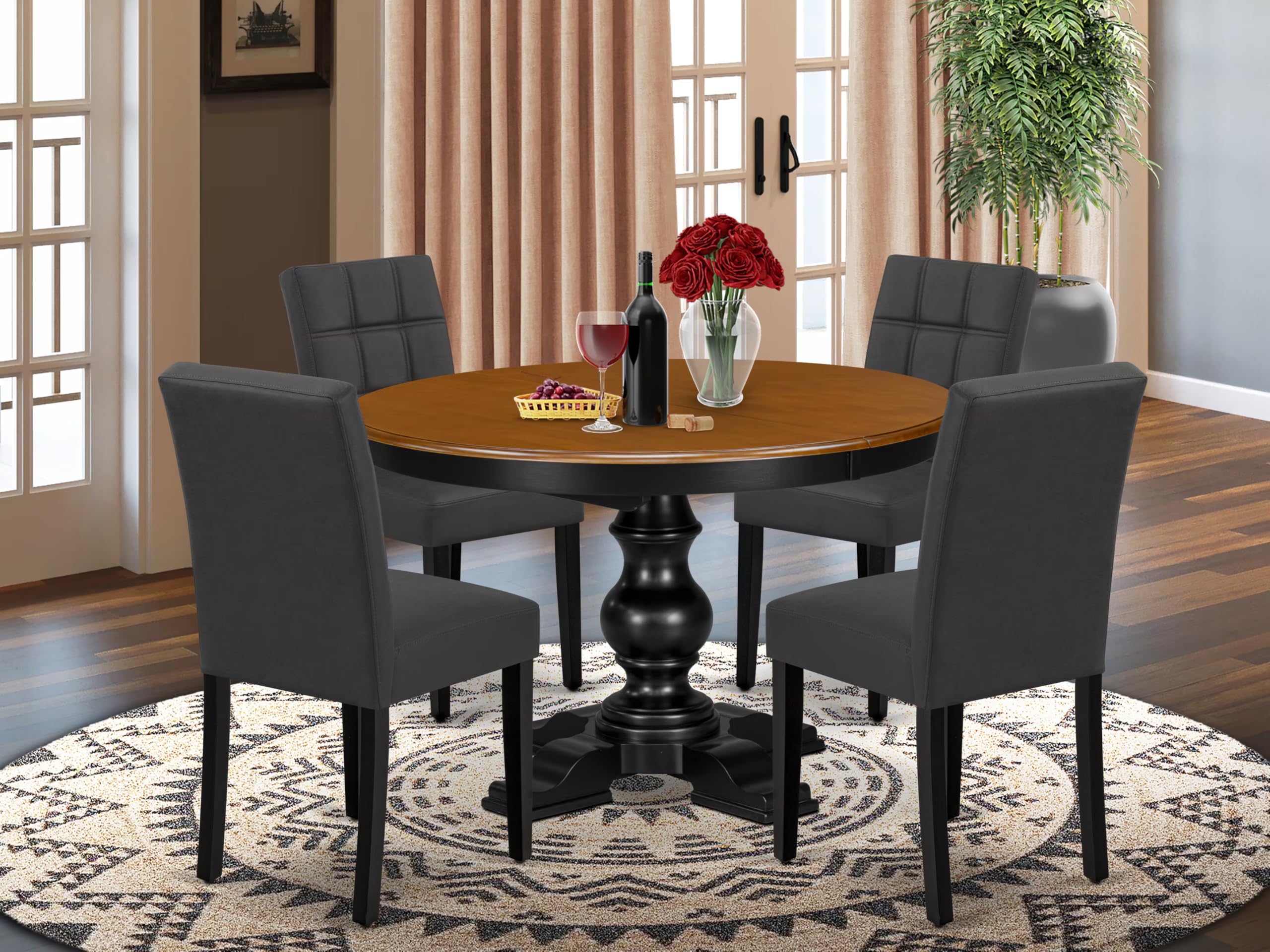 7-Piece Modern Kitchen Set, Black & Cherry