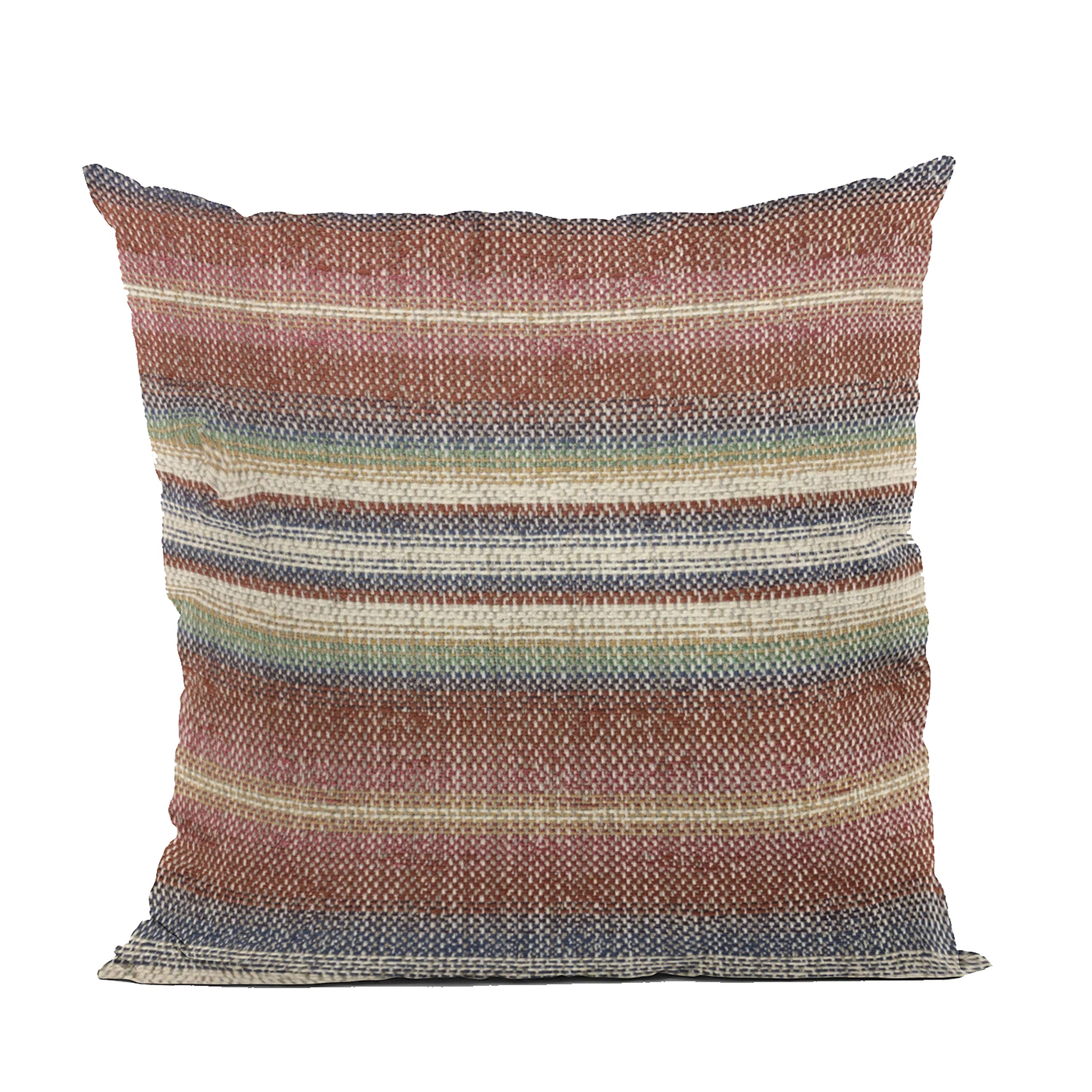 Plutus Brands Multi-Color Plutus Lanes Stripe Luxury Throw Pillow 18 in x 18in, Double Sided 18 x 18”