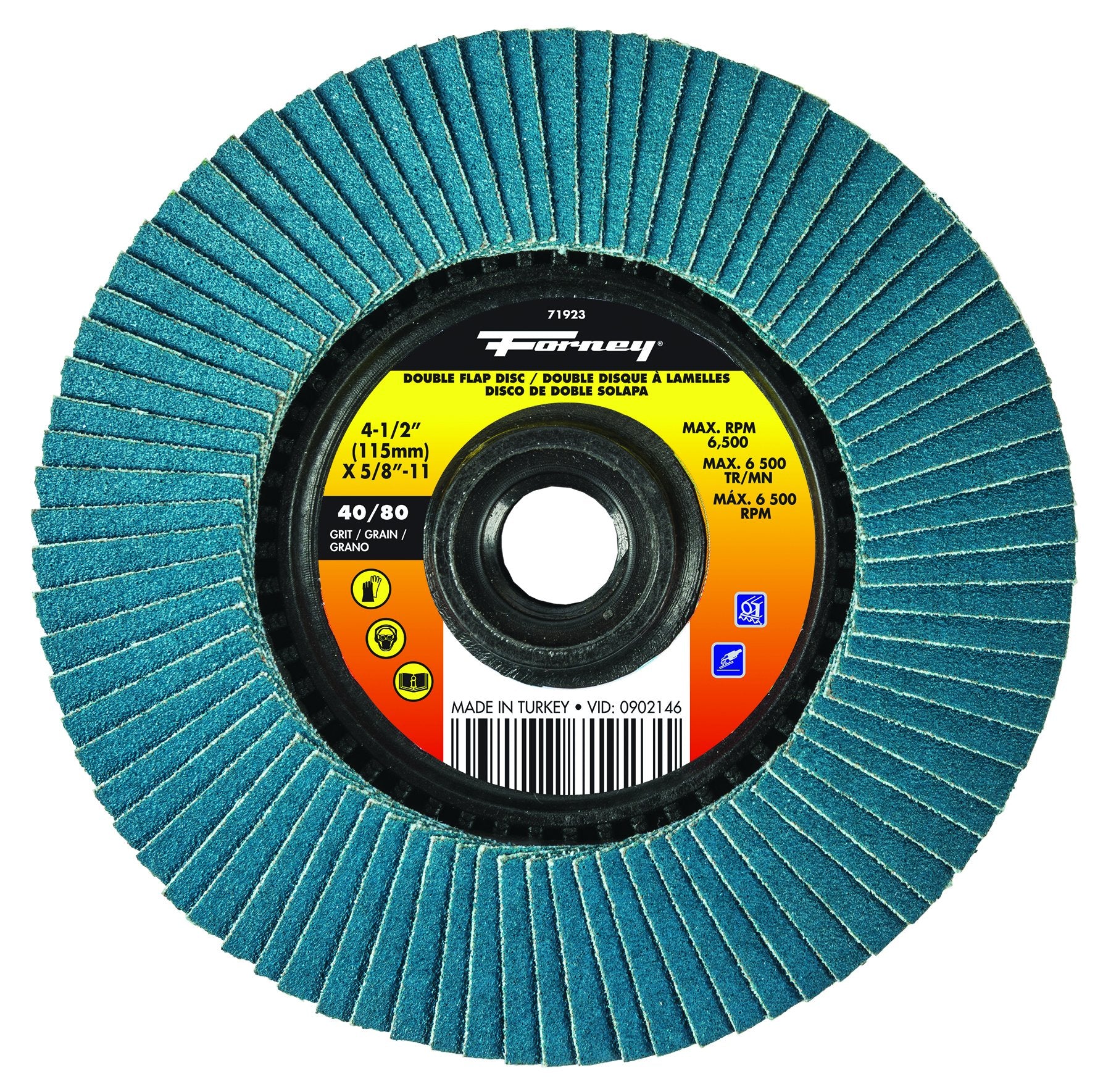 Forney 71923 4 12 Double-Sided Flap Disc, 4080 Grits