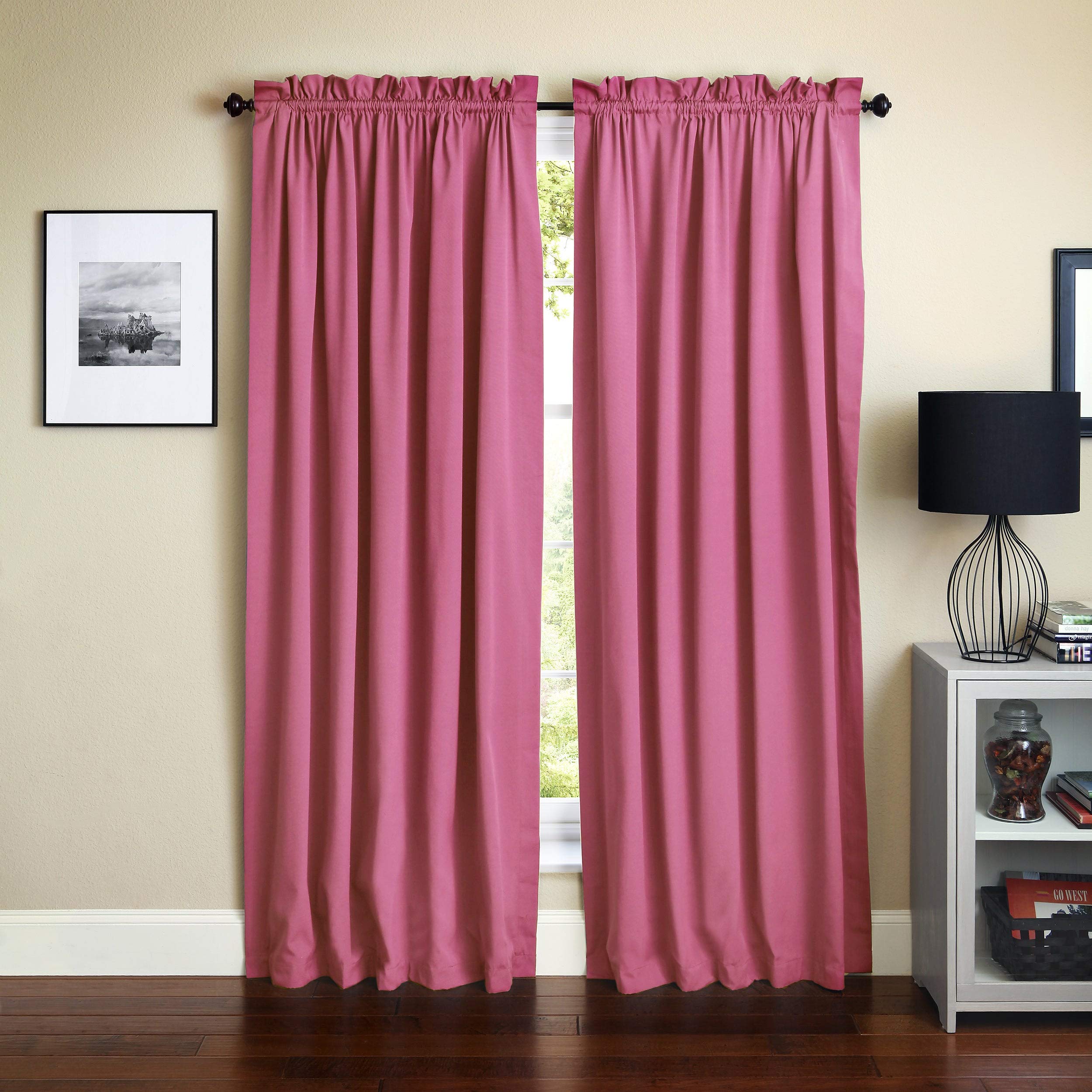 Blazing Needles 108-inch by 52-inch Twill Curtain Panels (Set of 2) - Bery Berry