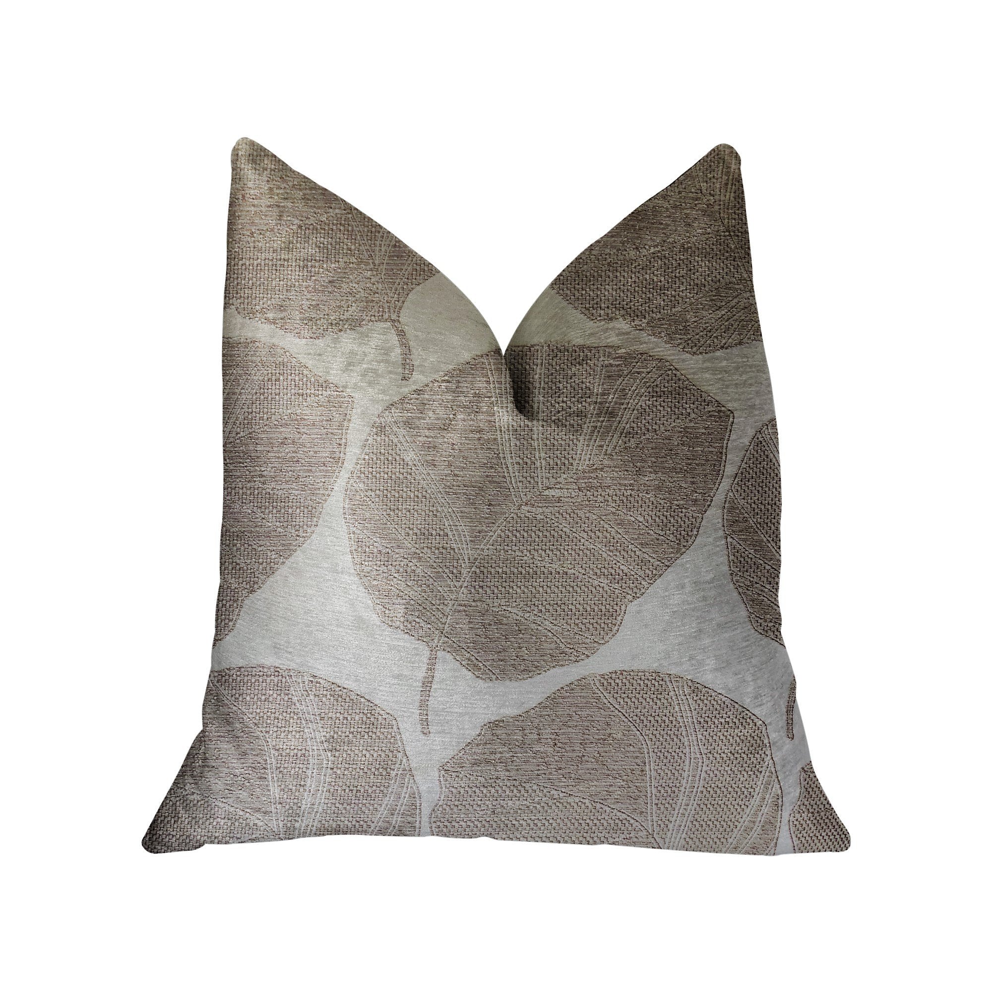 Plutus Pleasant Leaves Gray Luxury Throw Pillow - Double sided  26 x 26″
