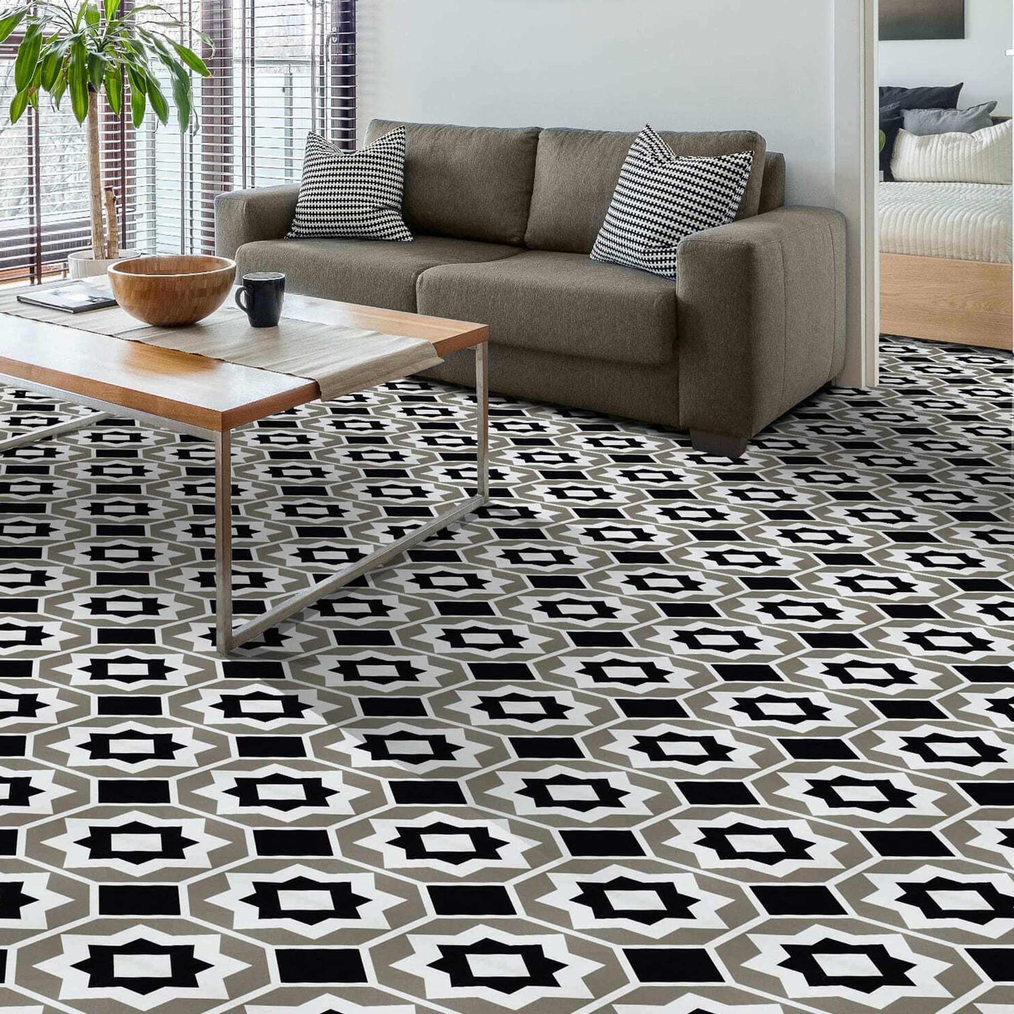 Retro 12x12 Self Adhesive Vinyl Floor Tile - Onyx Star - 20 Tiles/20 sq. ft.