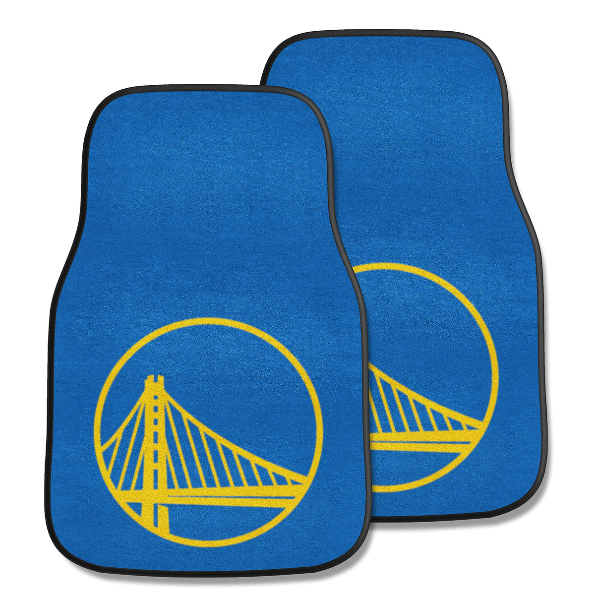 Fanmats 9267 Golden State Warriors Front 2-Piece Team Logo Carpet Car Mat Set, Front Row Automotive Floor Mats, Non-Slip Backing