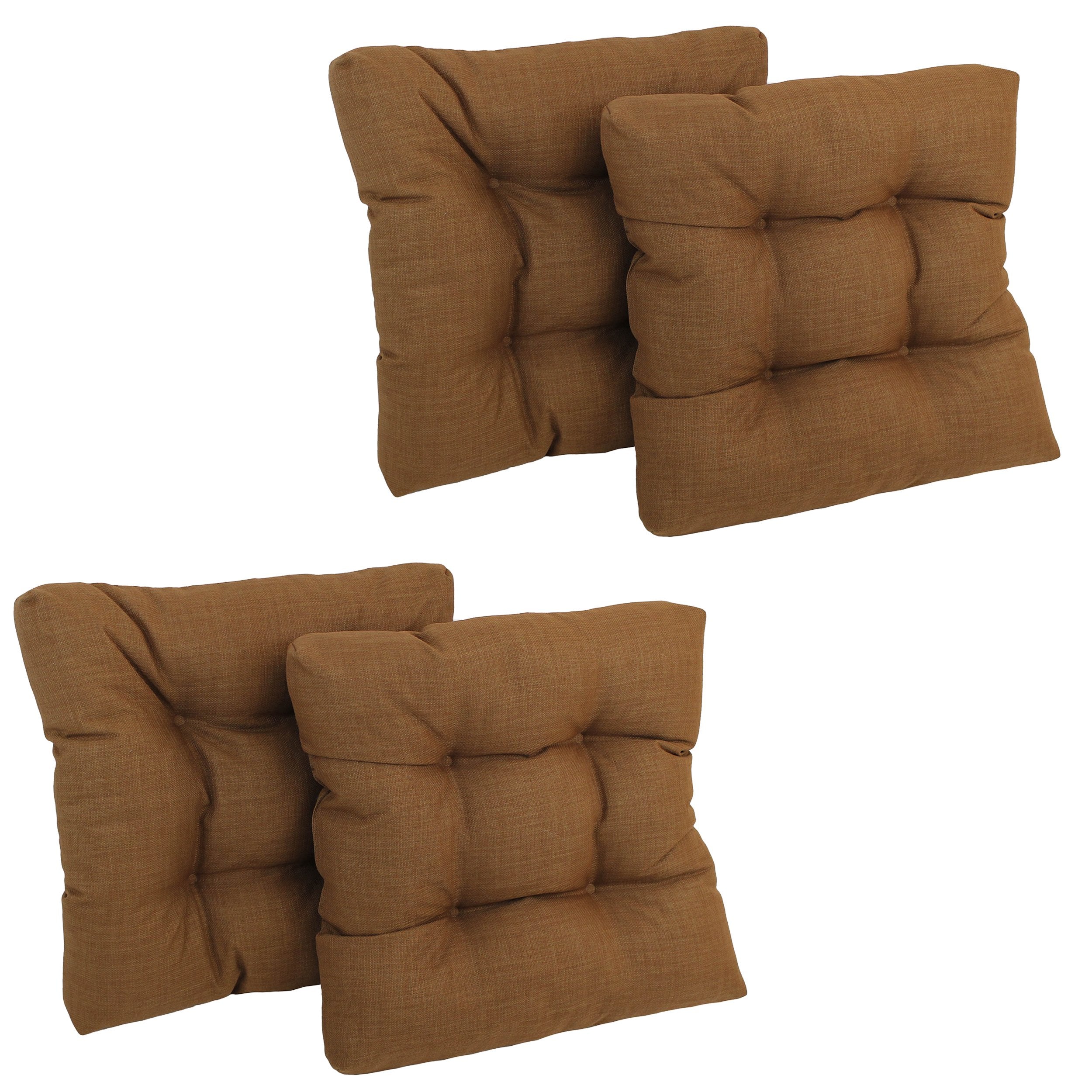 19-inch Squared Spun Polyester Tufted Dining Chair Cushion (Set of Four) - Mocha