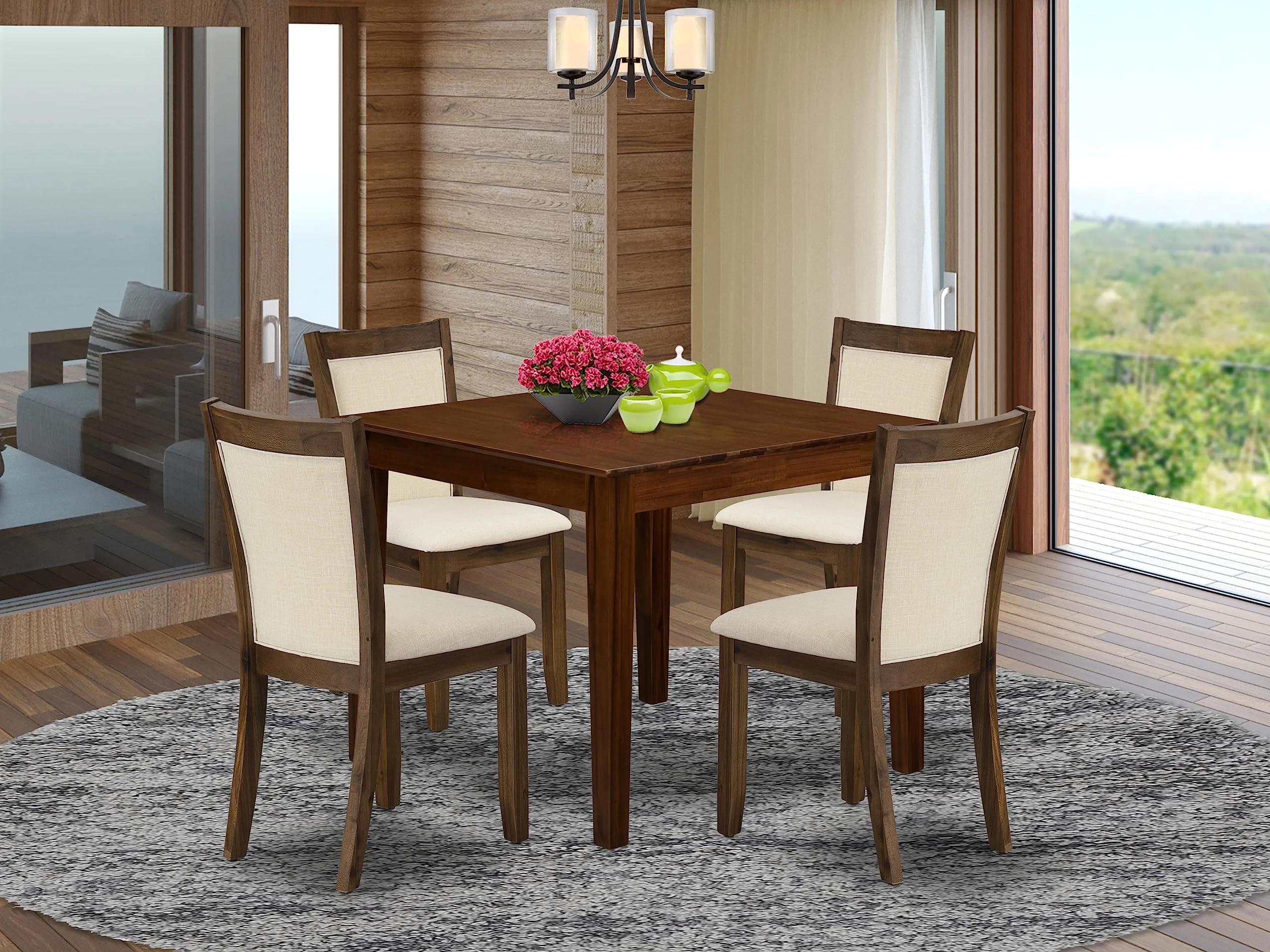 5 Pc Dining Set Consist of a Square Dining Table and 4 Parson Chairs