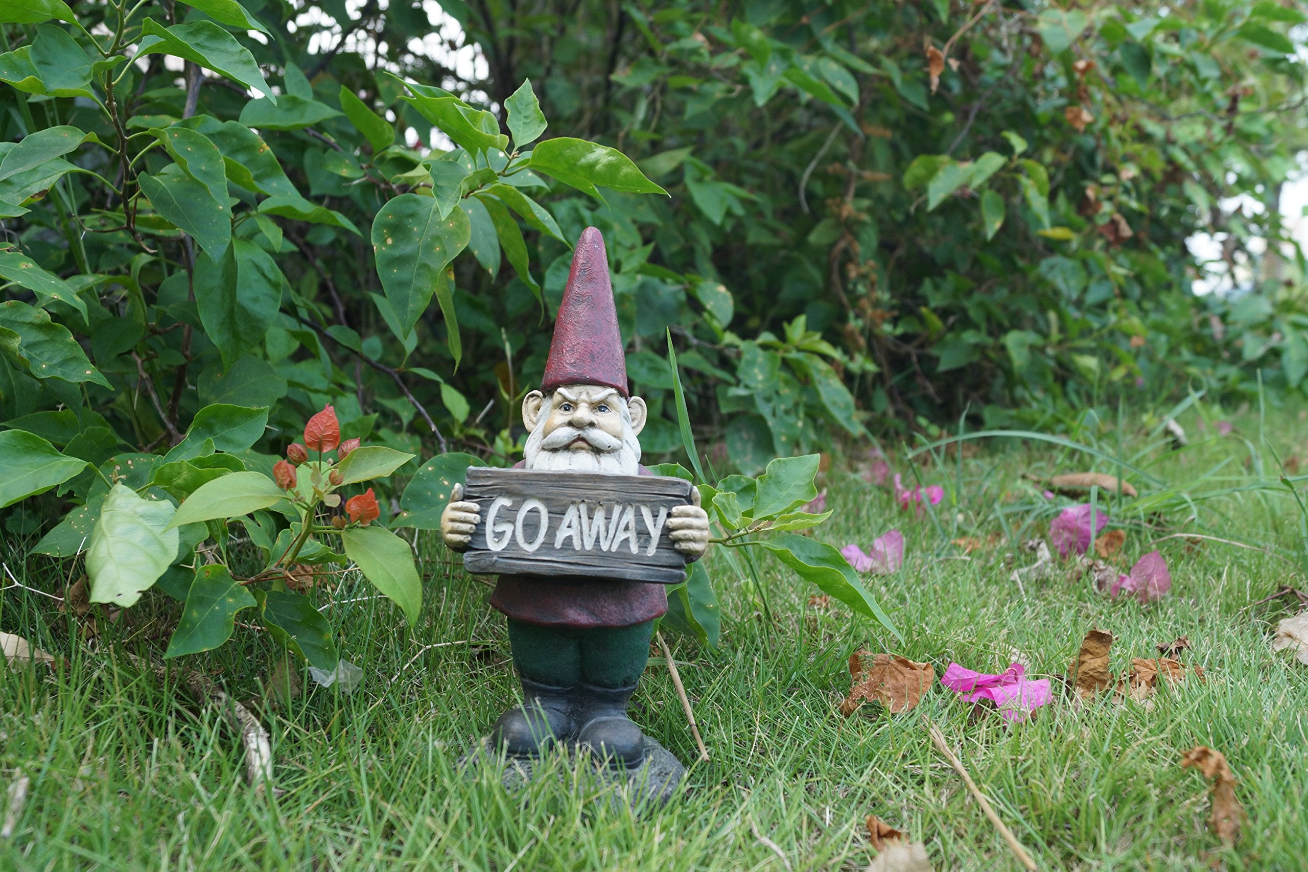 Hi-Line Gift Ltd 75616-N Gnome Holds Go Away Sign