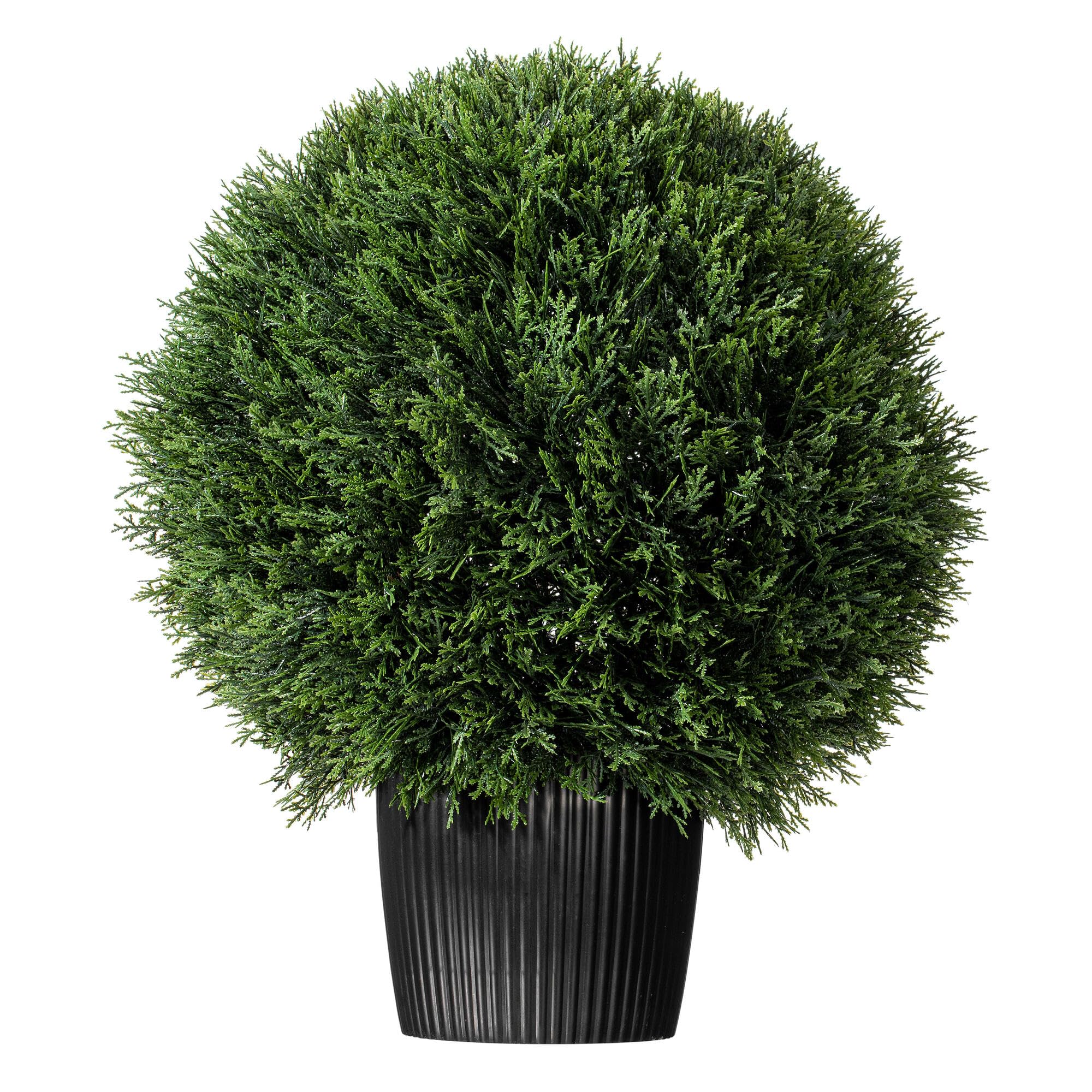 Casafoyer  20” Artificial Potted Green Cedar Topiary Ball. - (Pack Of 2)