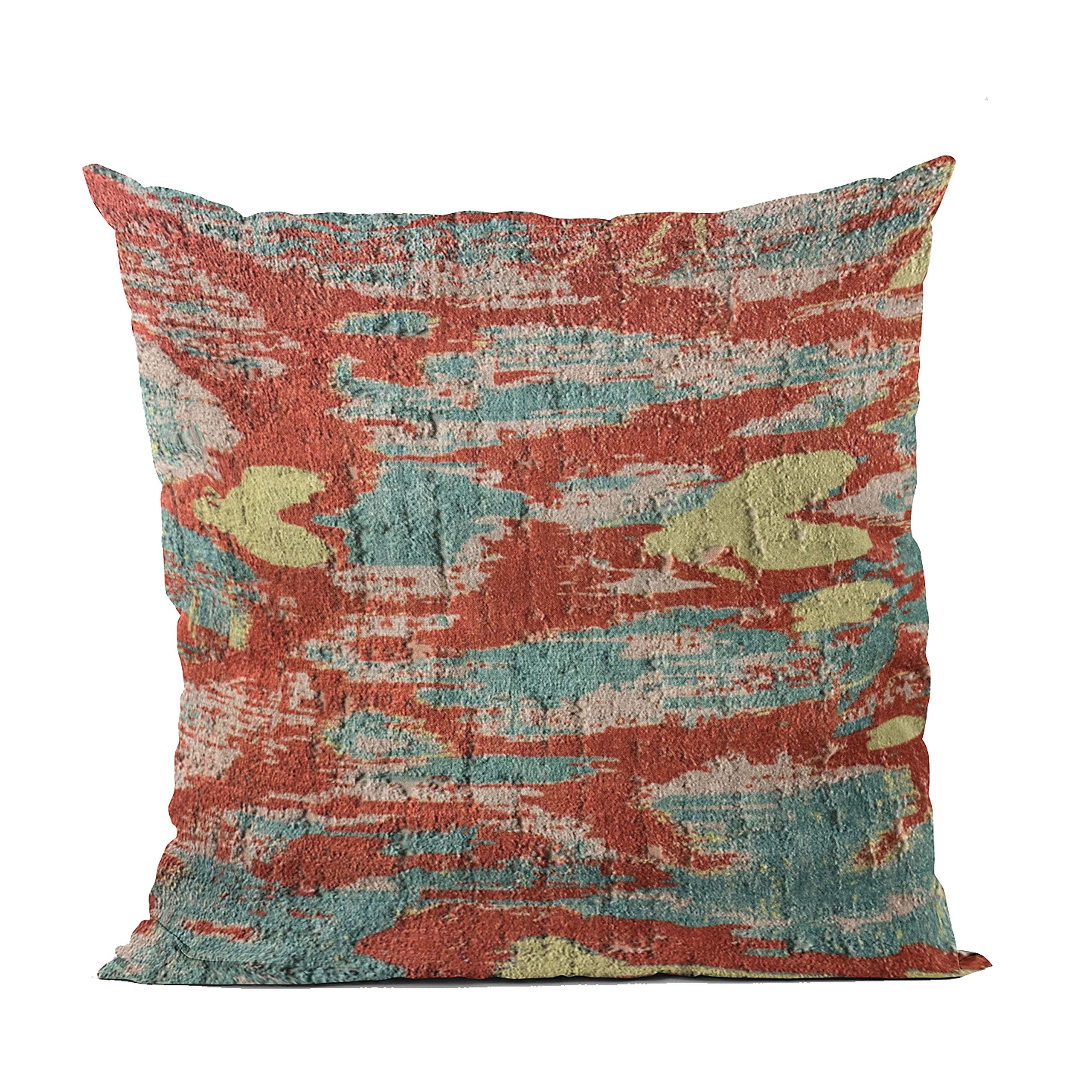 Plutus Brands Multi-Color Plutus Velvet Ikat Luxury Throw Pillow 16 in x 16in, Double Sided 16 x 16”