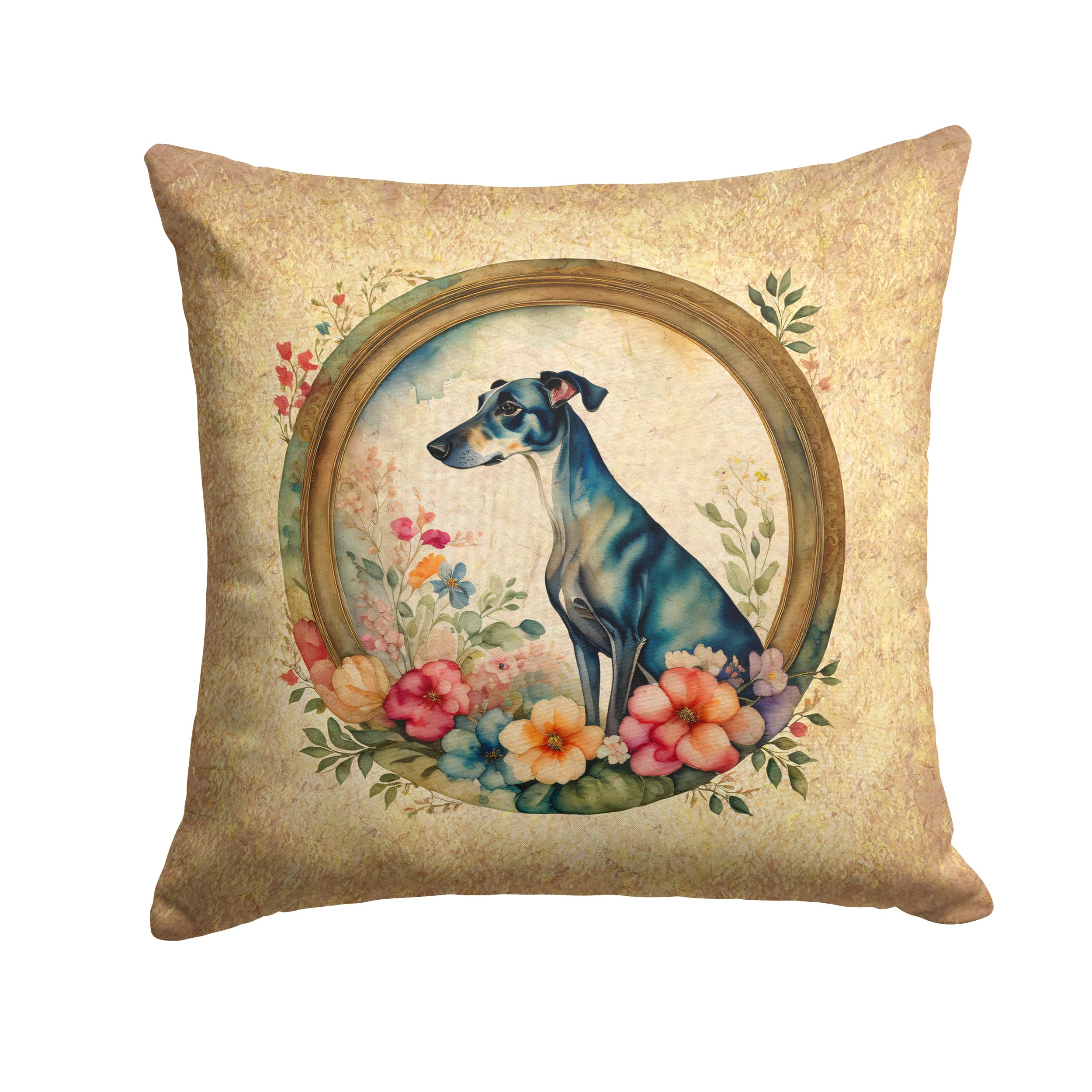 Greyhound And Flowers Throw Pillow