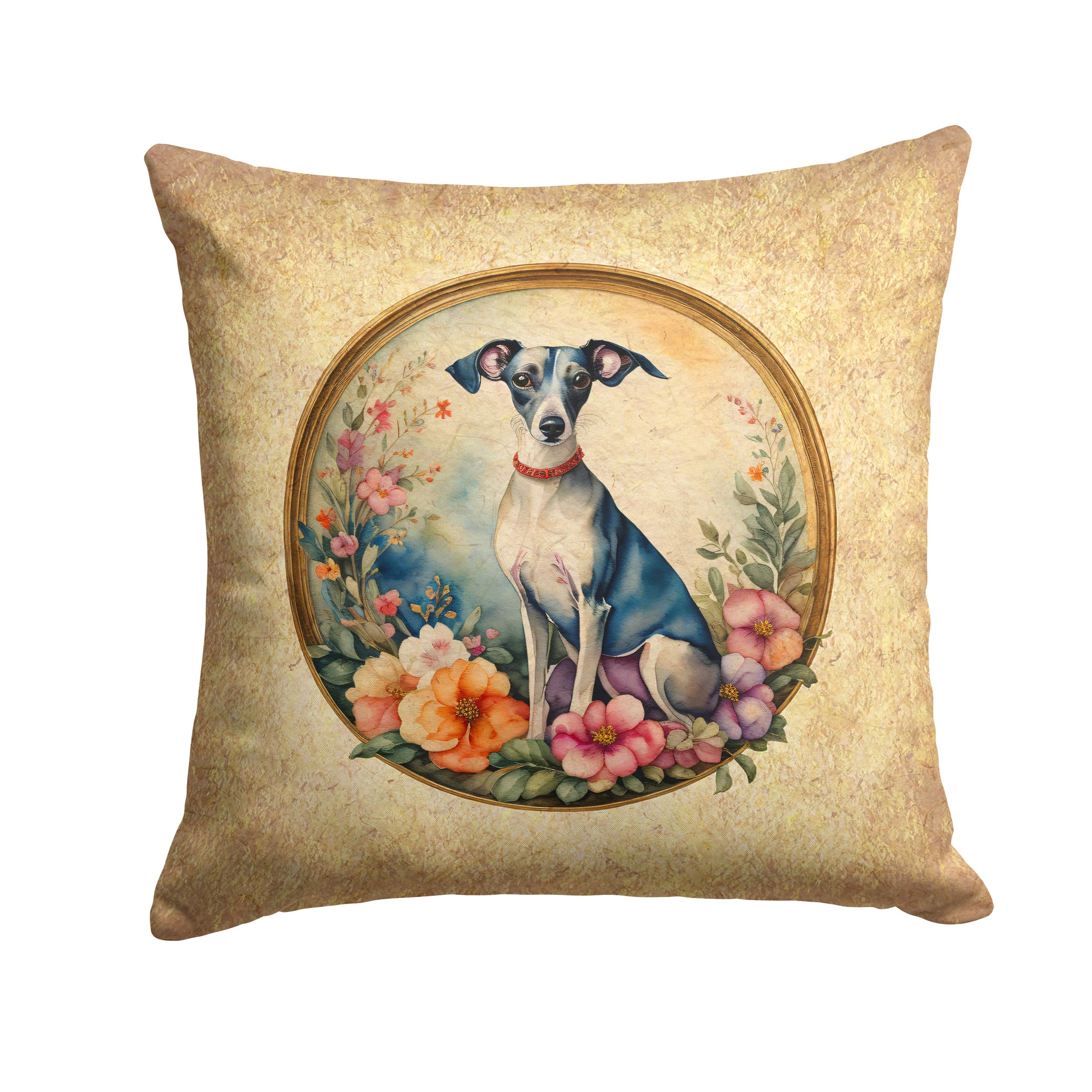 Italian Greyhound And Flowers Throw Pillow