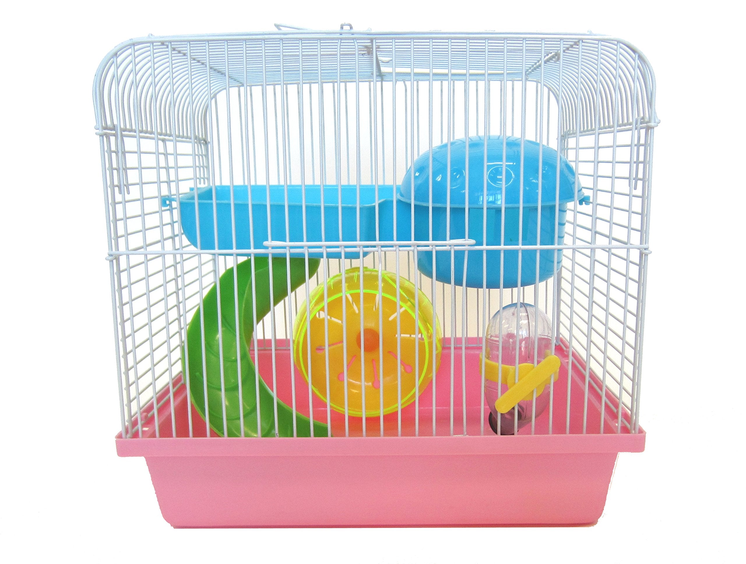 H167PK Dwarf Hamster, Mice Cage, with Accessories, Pink