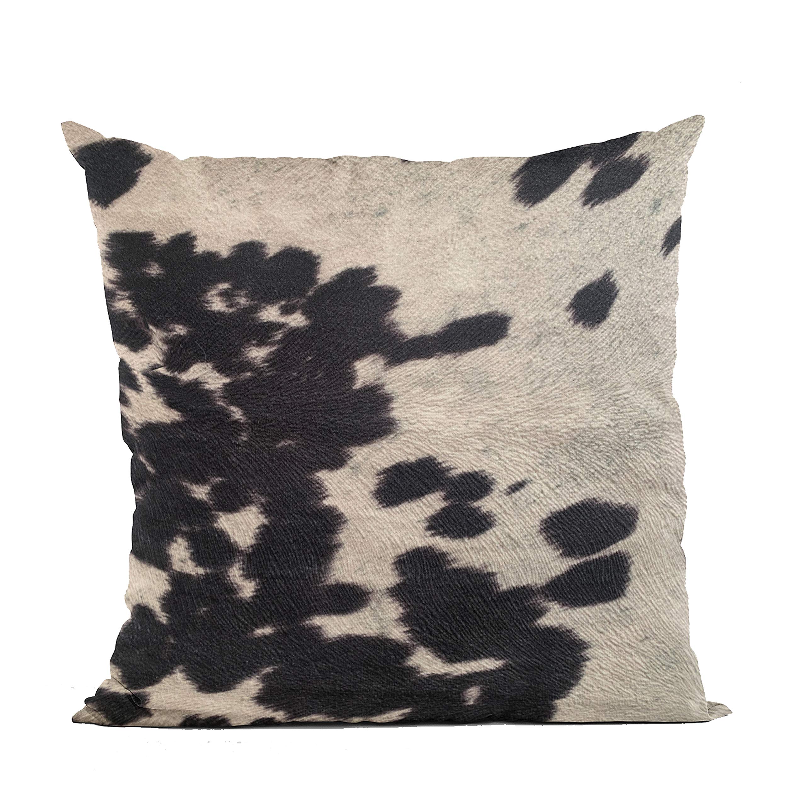 Plutus Brands Black Plutus Cowhide Animal Luxury Throw Pillow 20 in x 20in, Double Sided 20 x 20”
