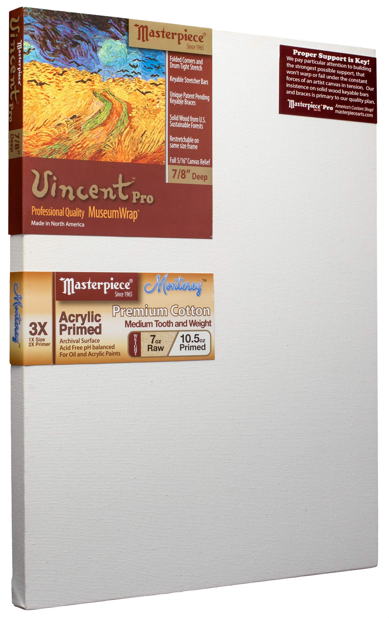 Masterpiece Vincent MasterWrap Pro MuseumWrap Wood Drum Tight Stretched Canvas, 8 X 10 in
