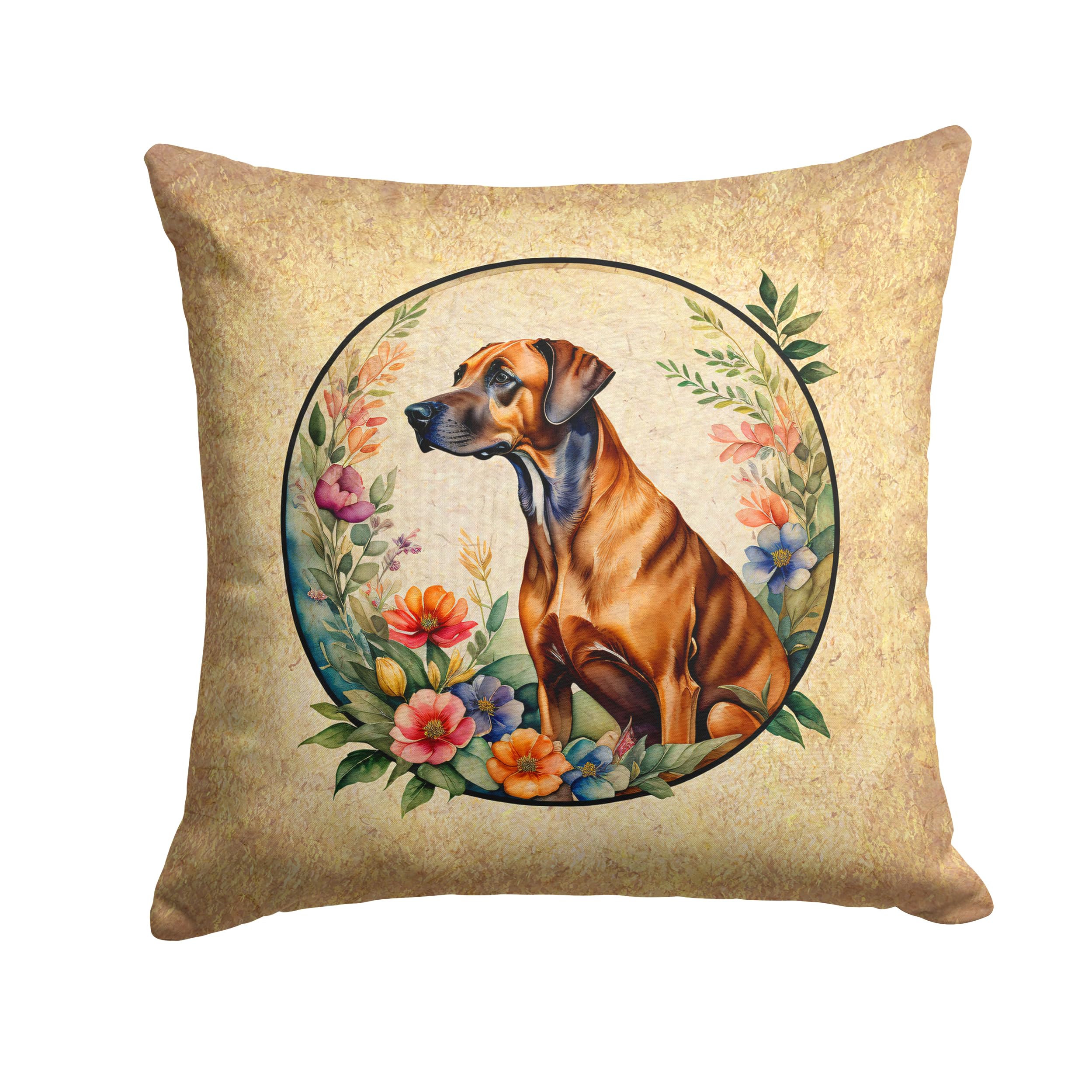 Rhodesian Ridgeback And Flowers Throw Pillow