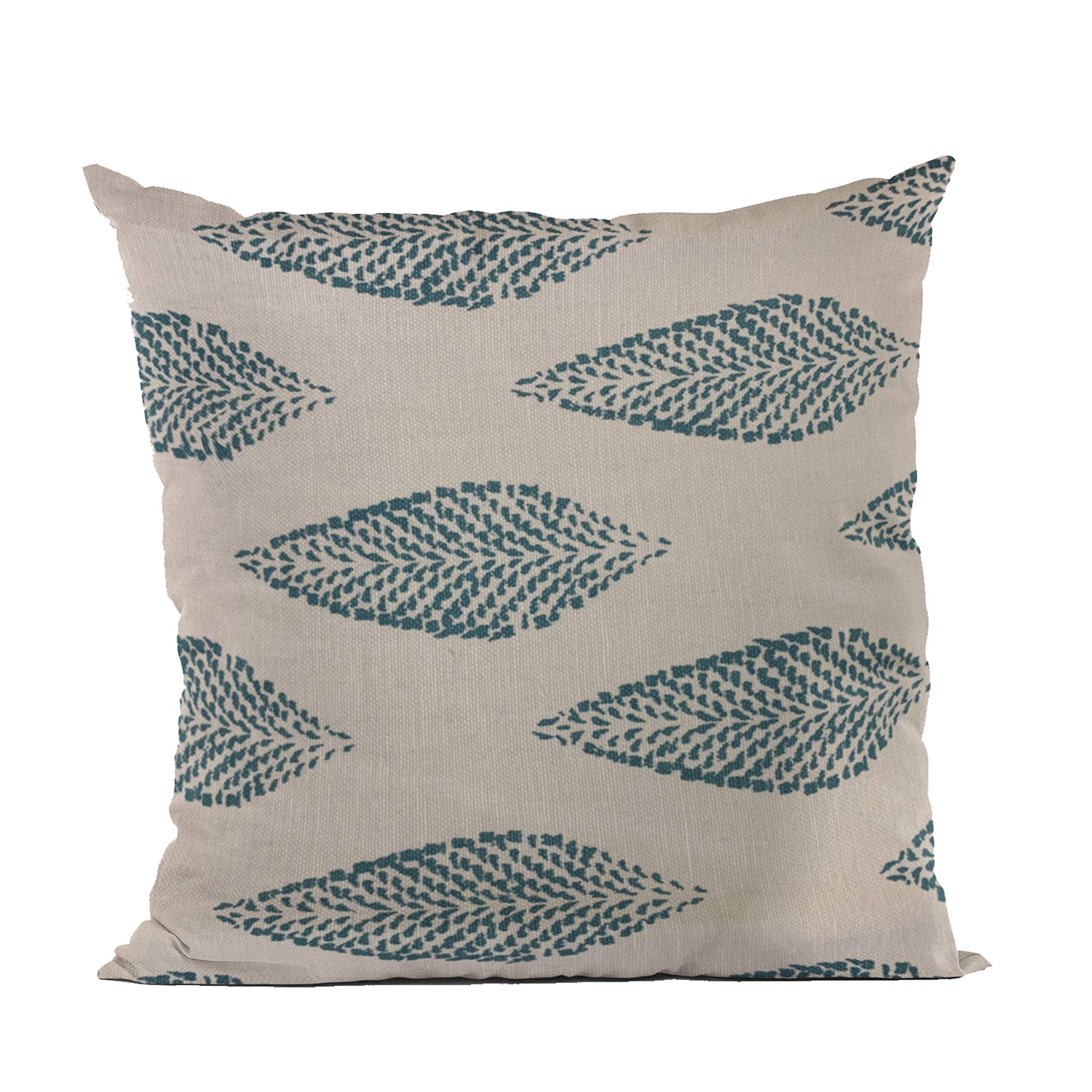 Plutus Brands Blue Plutus Large Leafs Floral Luxury Throw Pillow 20 in x 26in, Double Sided 20 x 26 Standard