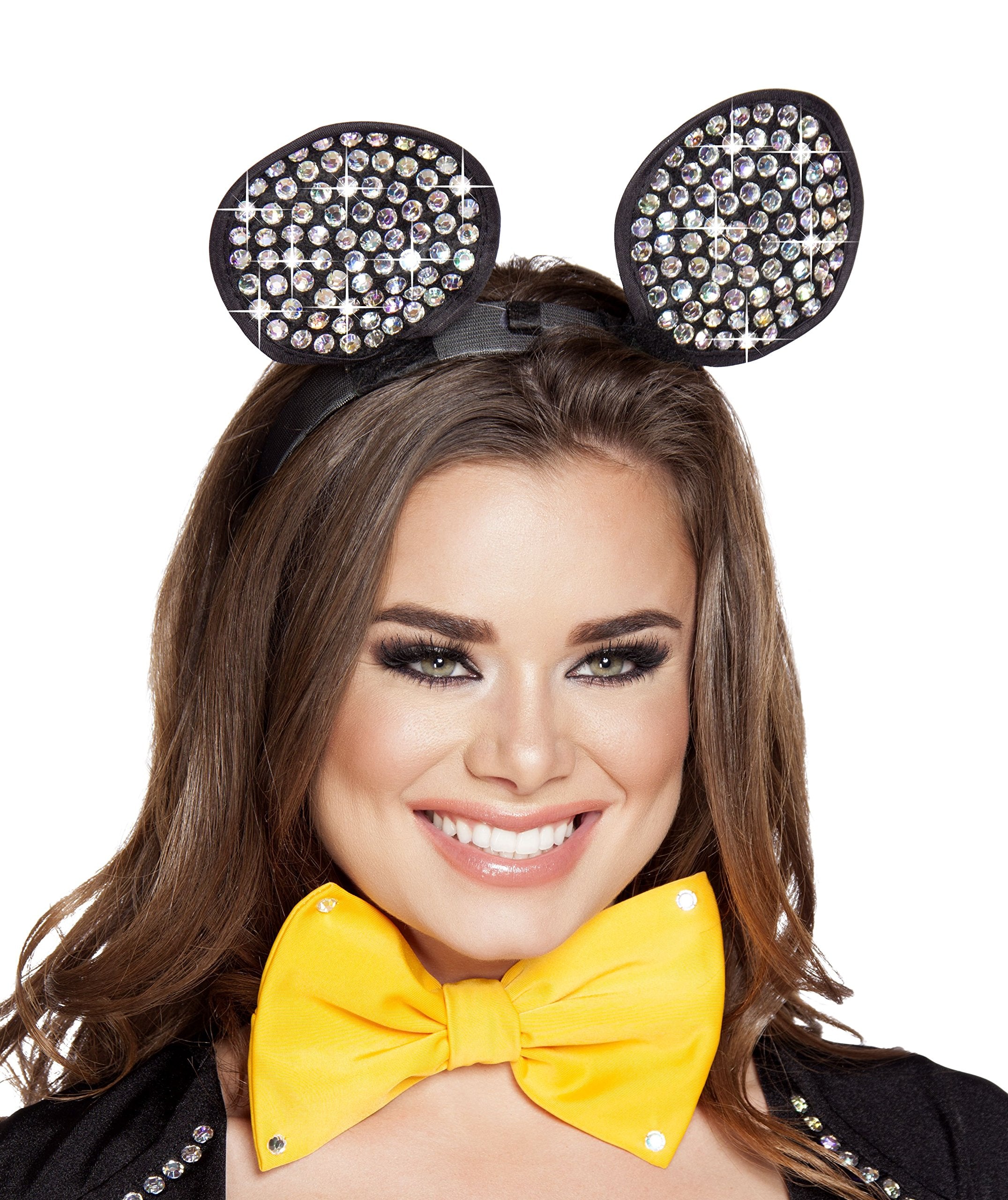 4557 - Rhinestone Mouse Ears - Black / One Size