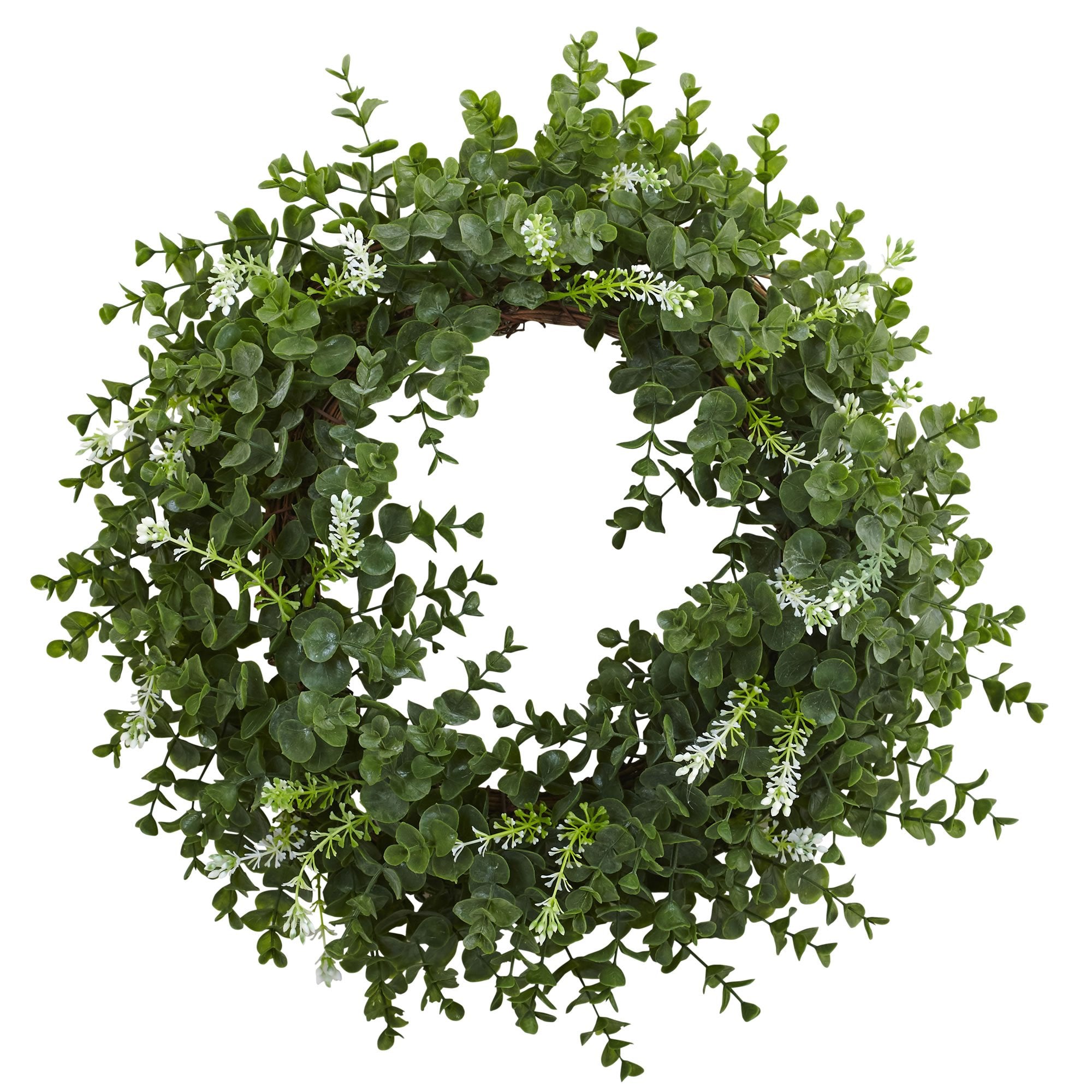 18????Eucalyptus Double Ring Wreath w/Twig Base
