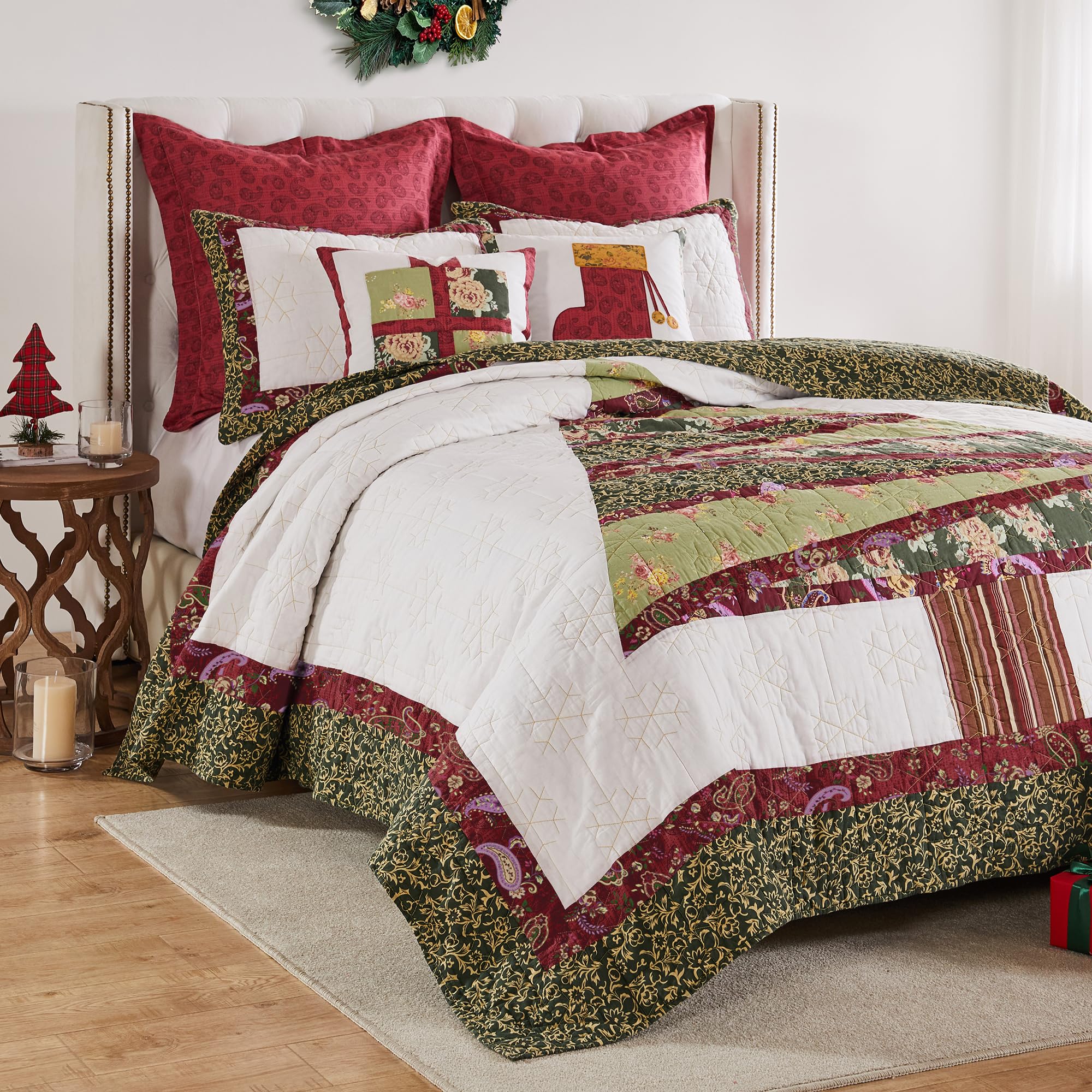 Greenland Home Fashions GL-2305CMST Christmas Tree Quilt Set, 2-Piece Twin/XL, Holiday