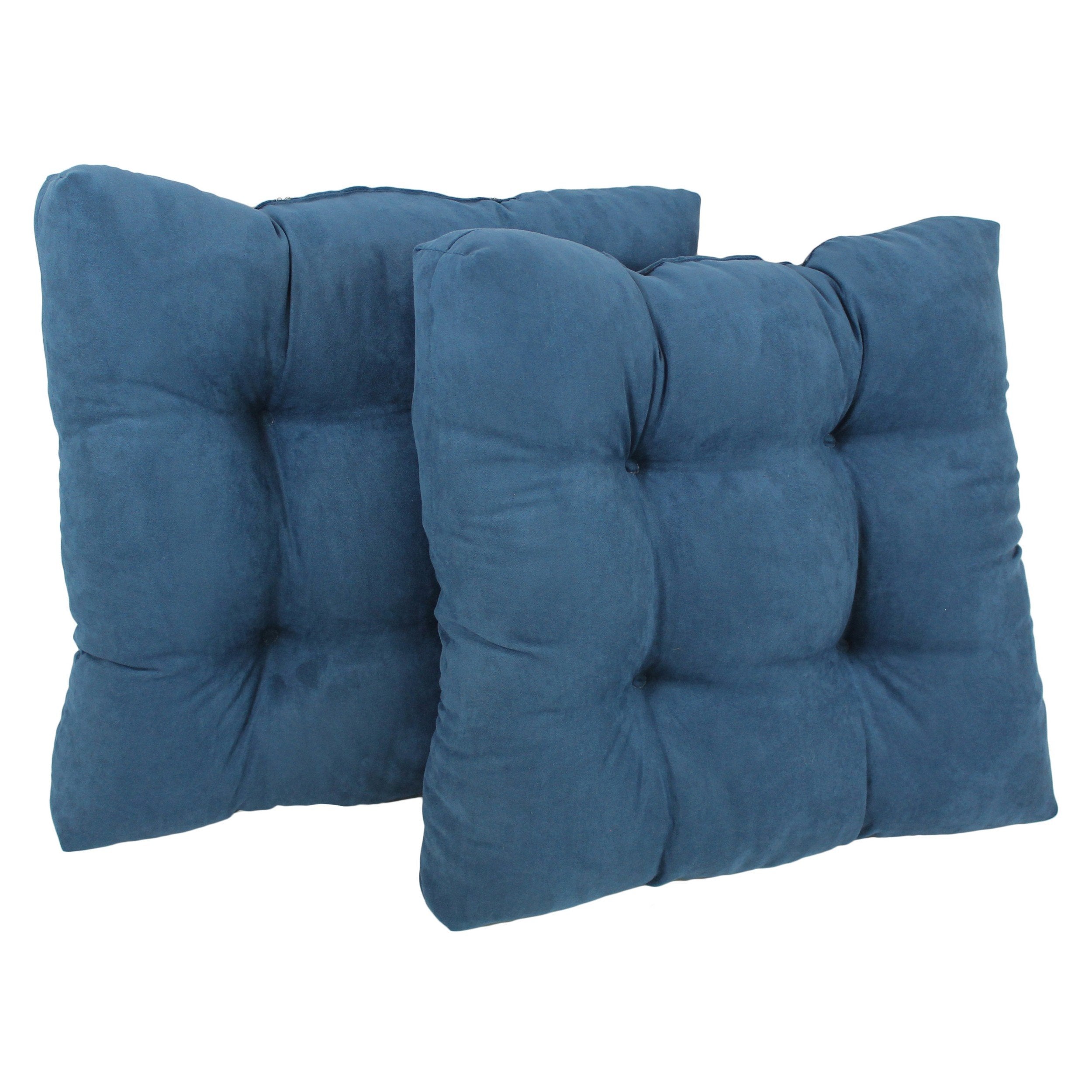 19-inch Squared Microsuede Tufted Dining Chair Cushion (Set of Two) - Indigo