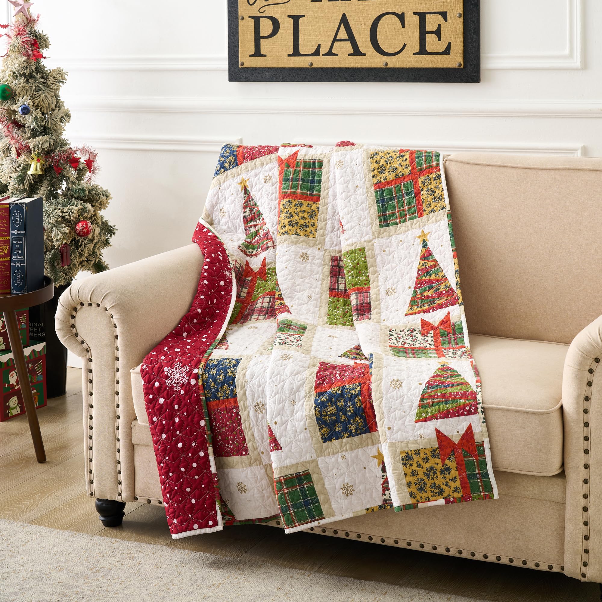 Greenland Home Fashions GL-2505ATHR Deck the Halls Accessory, Throw, Red