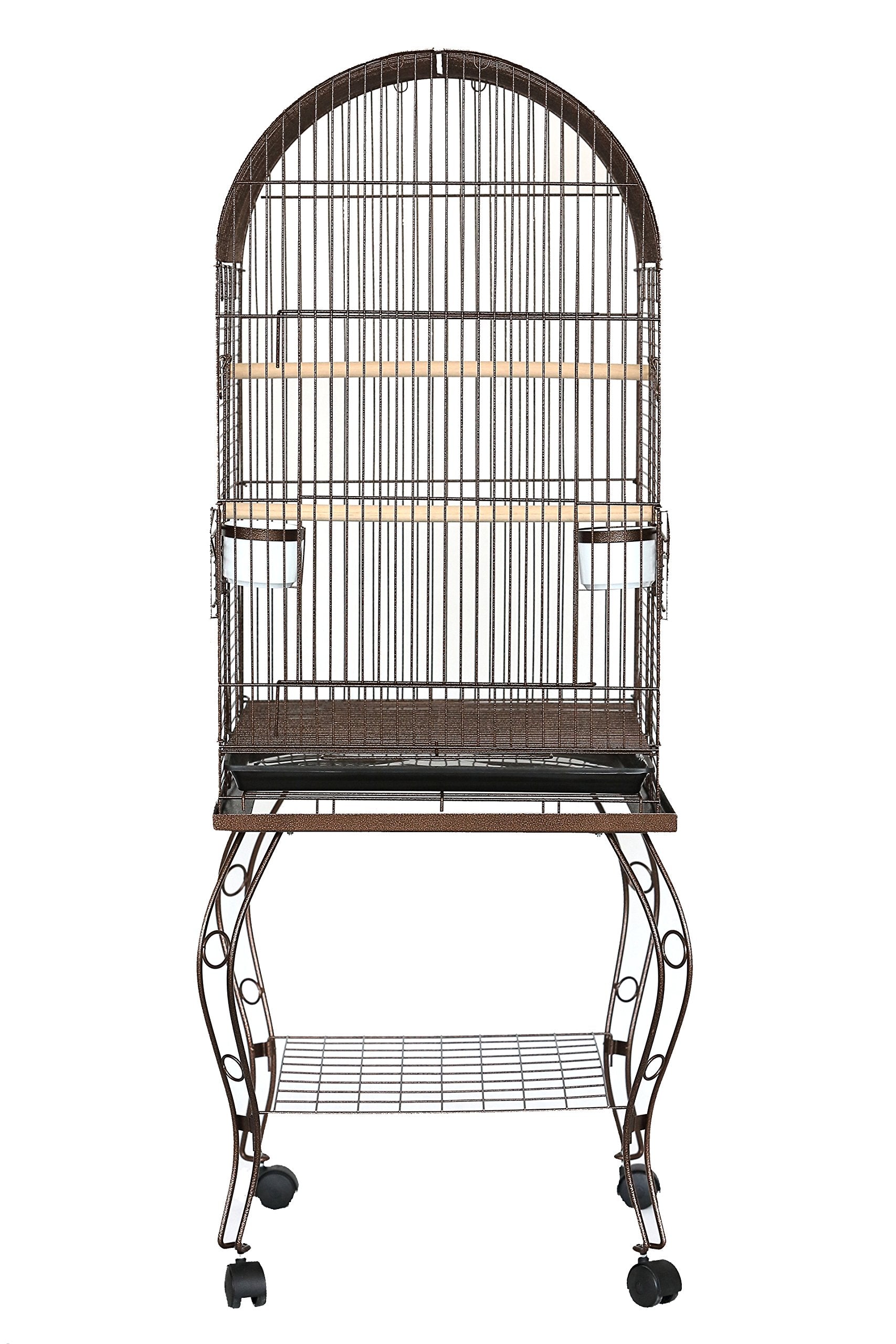 20″ Dometop Parrot Cage With Stand - Antique Copper