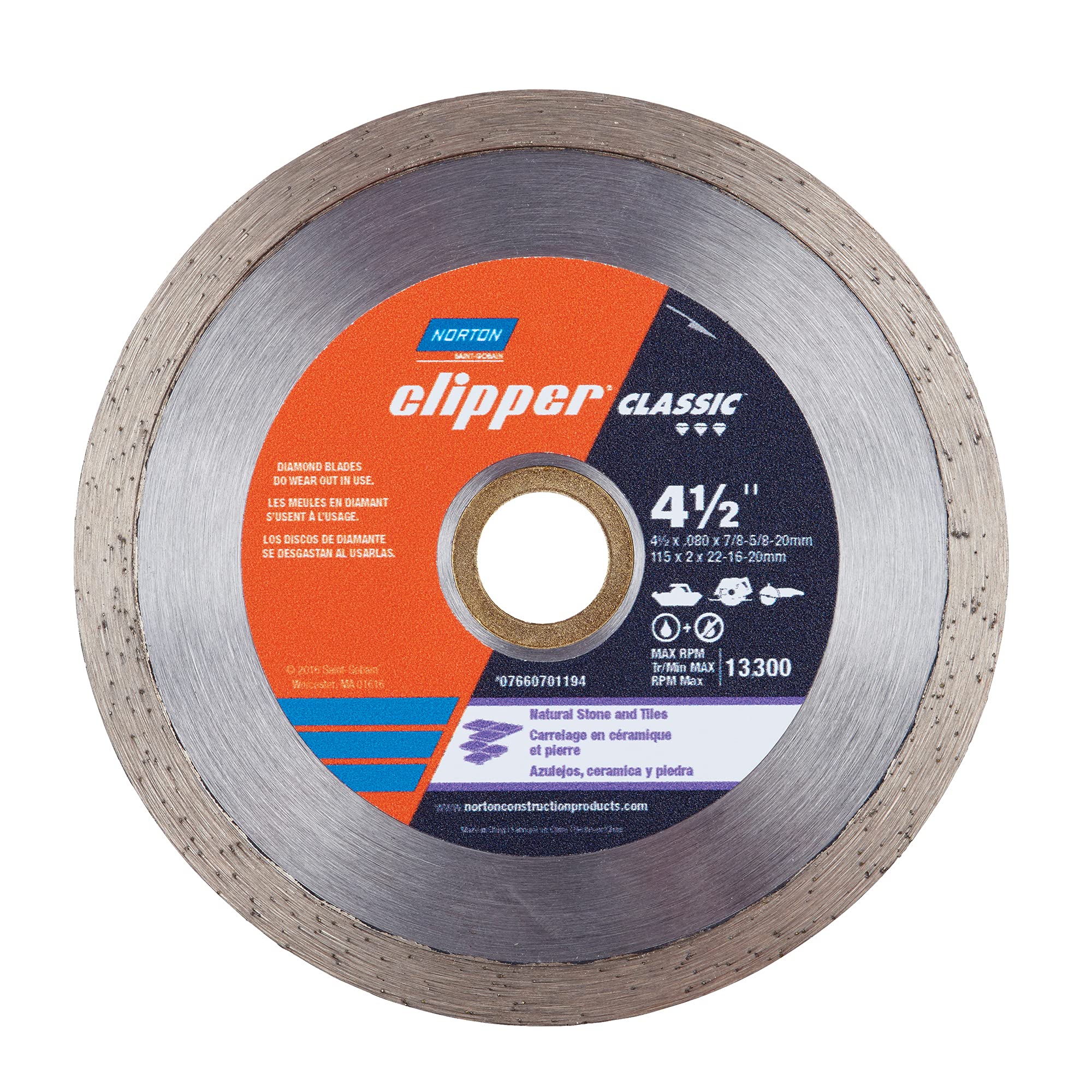 Norton Diamond Wheel Tile Saw Blade Clipper Classic Diamond Cutting Wheel Continuous Cut-Off Type 01 4.5 Diamond High-Speed Cutt